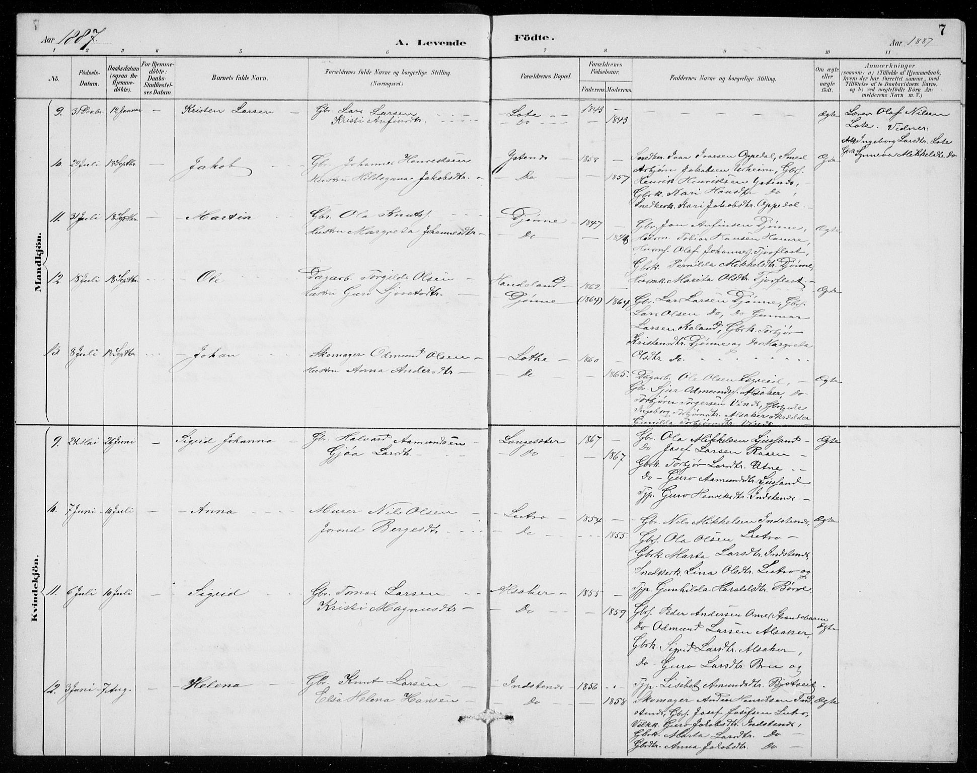 Ullensvang sokneprestembete, AV/SAB-A-78701/H/Hab: Klokkerbok nr. E  7, 1887-1929, s. 7