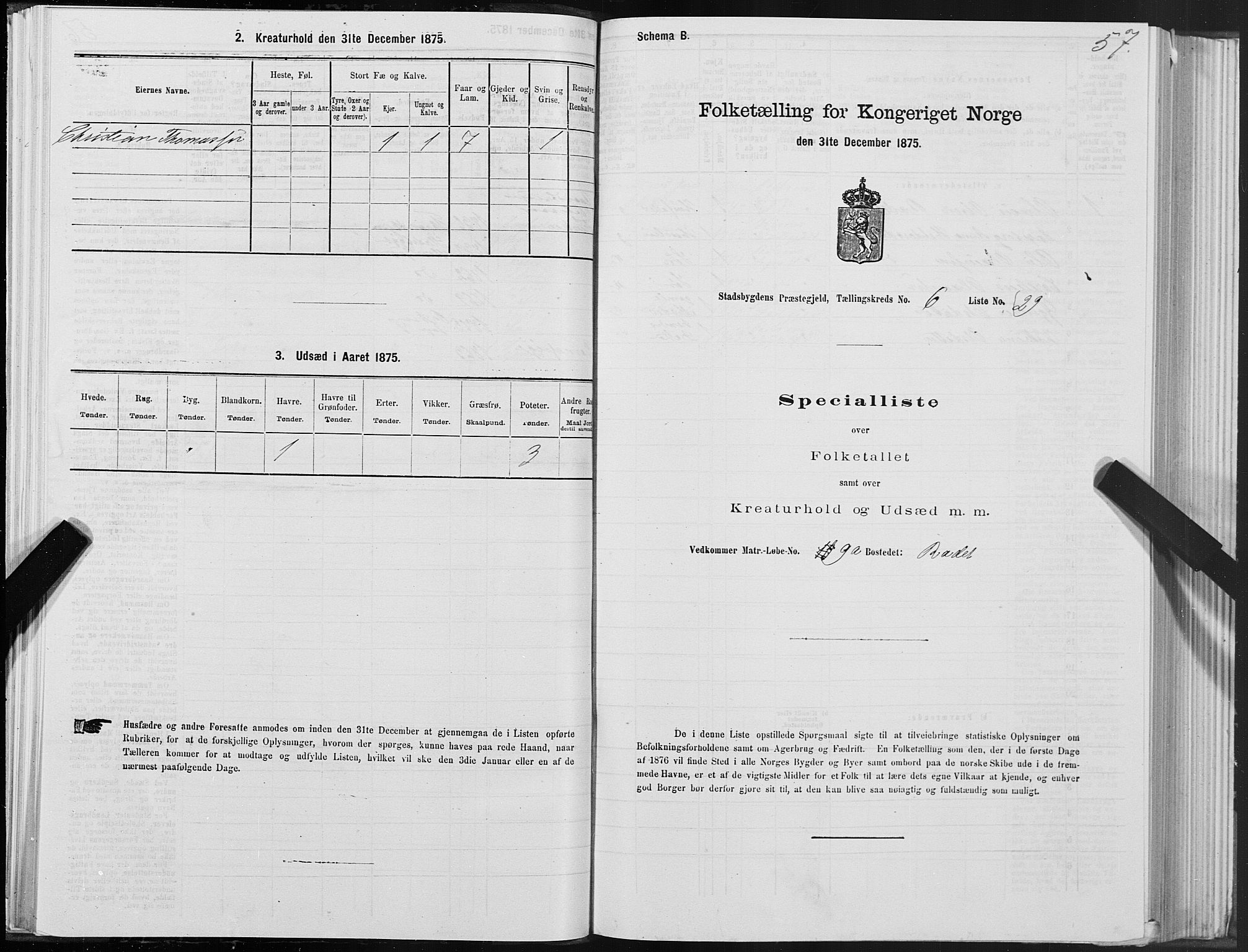 SAT, Folketelling 1875 for 1625P Stadsbygd prestegjeld, 1875, s. 4057