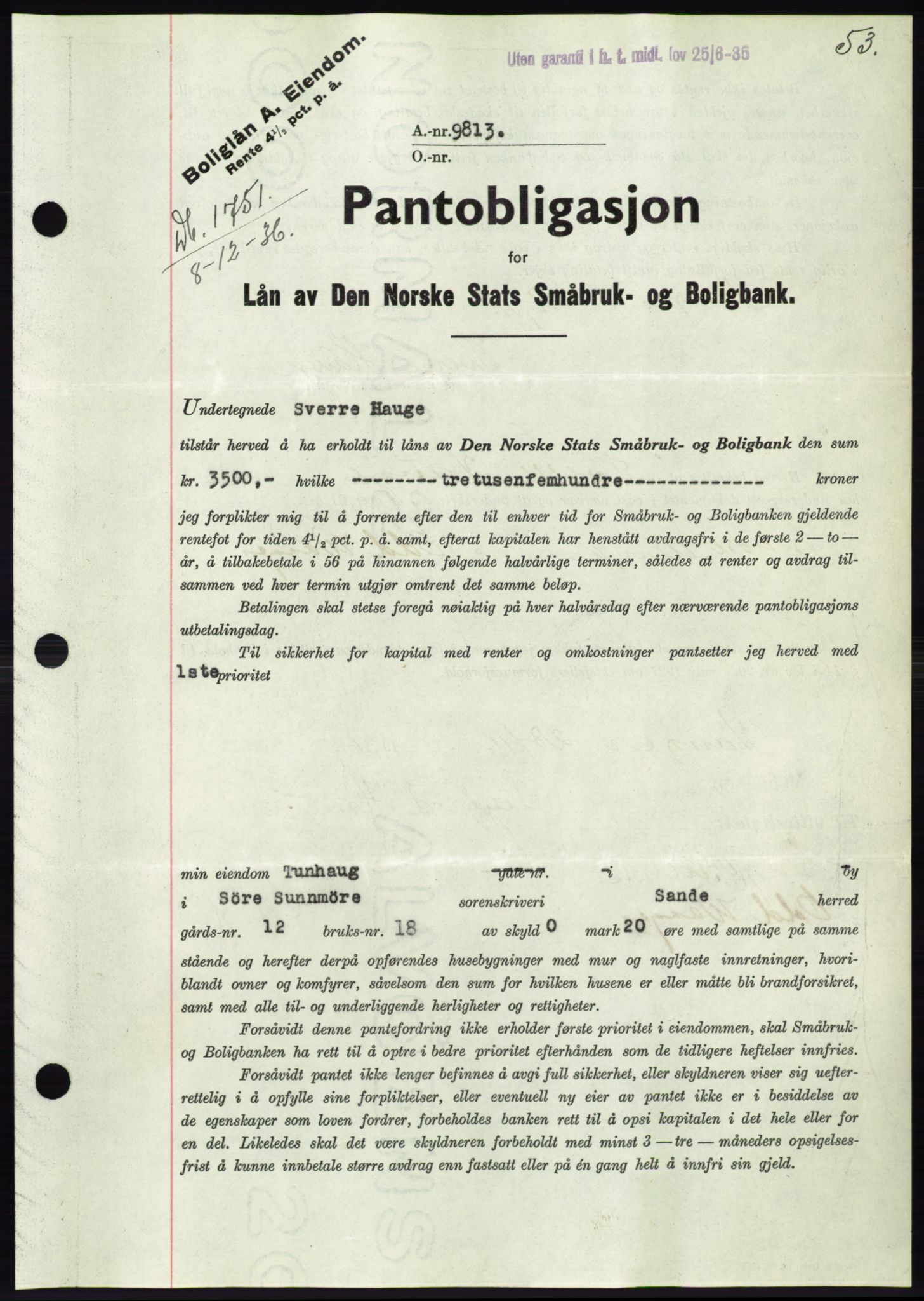 Søre Sunnmøre sorenskriveri, SAT/A-4122/1/2/2C/L0062: Pantebok nr. 56, 1936-1937, Dagboknr: 1751/1936