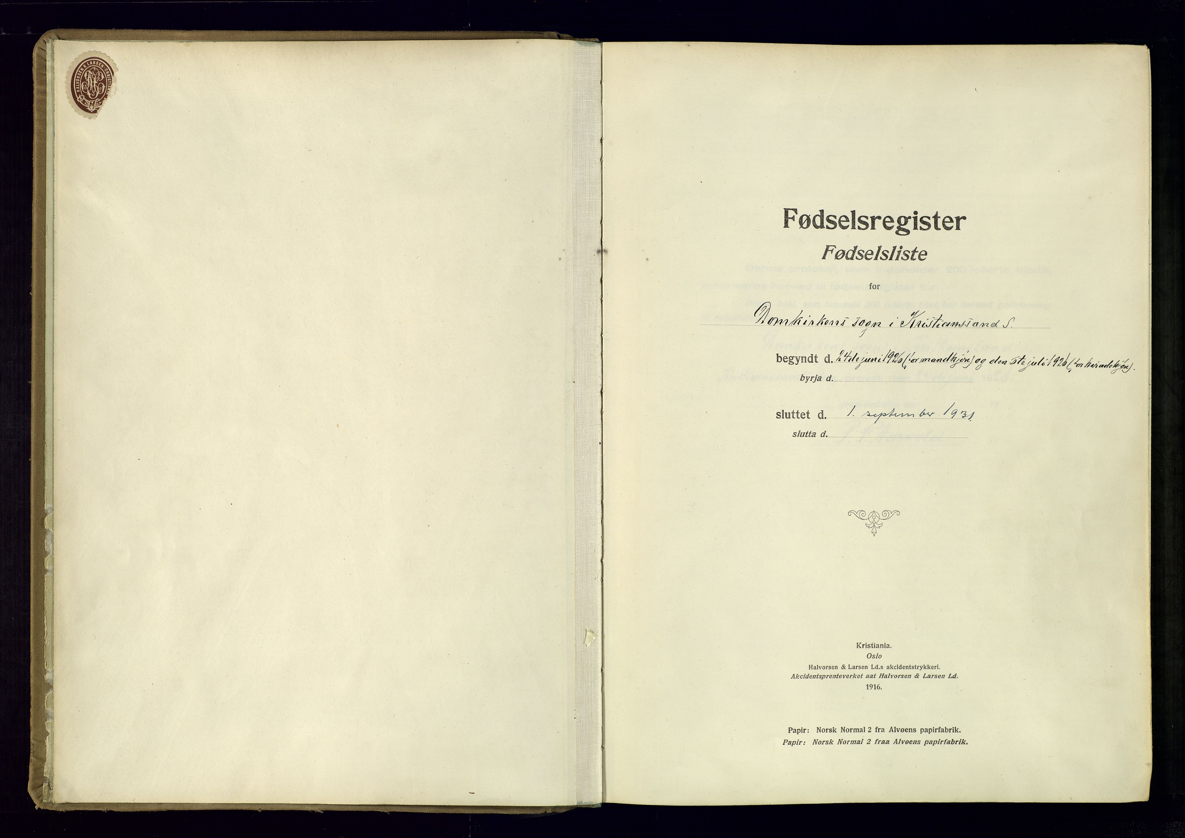 Kristiansand domprosti, SAK/1112-0006/J/Jc/L0003: Fødselsregister nr. A-VI-47, 1926-1931