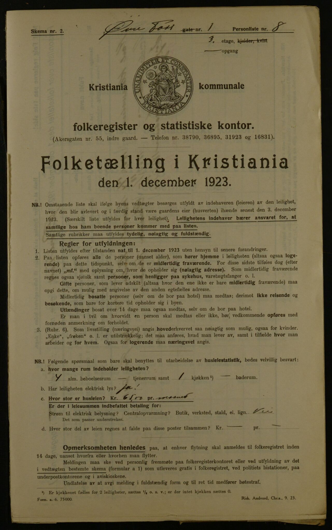 OBA, Kommunal folketelling 1.12.1923 for Kristiania, 1923, s. 142759