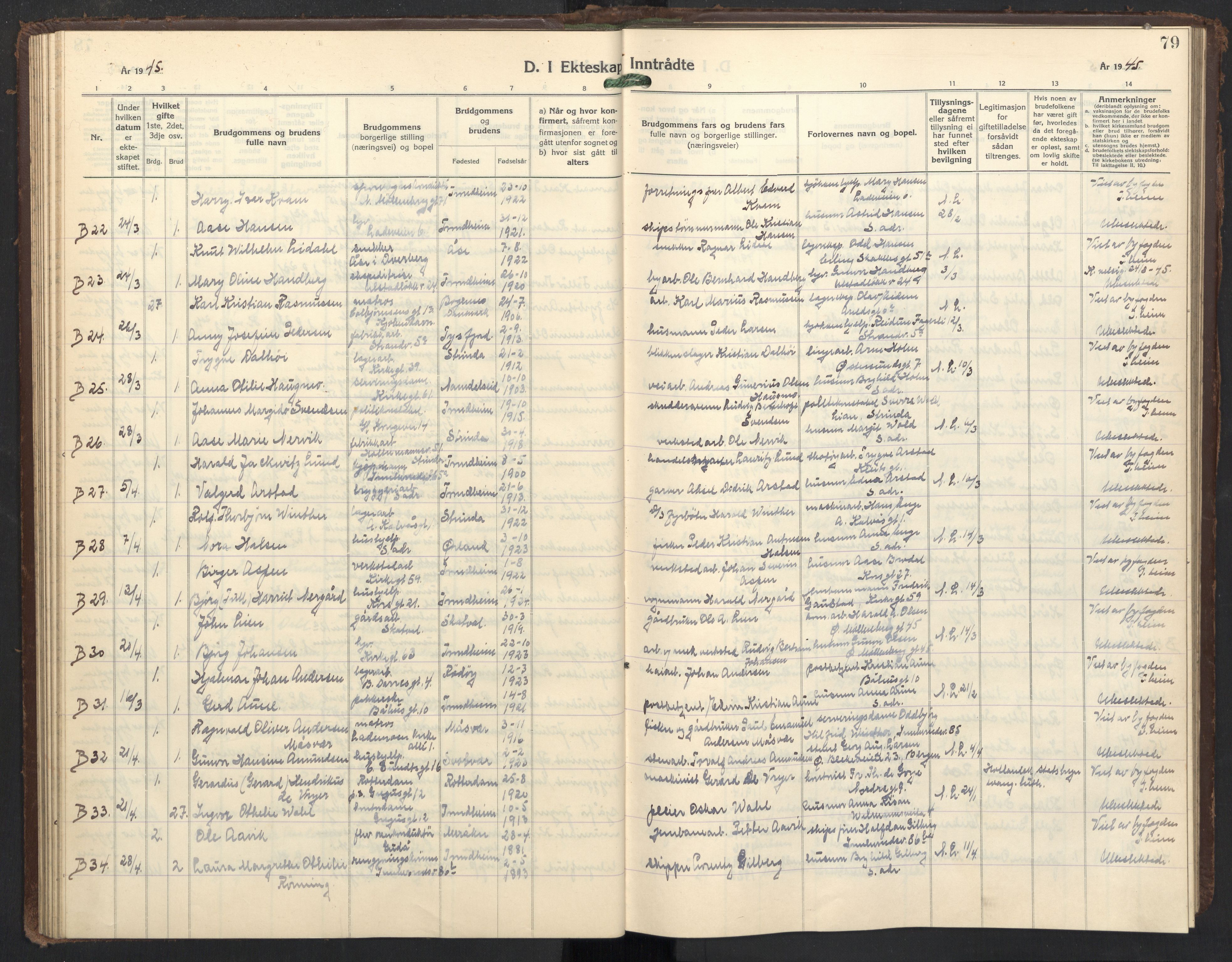 Ministerialprotokoller, klokkerbøker og fødselsregistre - Sør-Trøndelag, AV/SAT-A-1456/605/L0263: Klokkerbok nr. 605C10, 1938-1949, s. 79