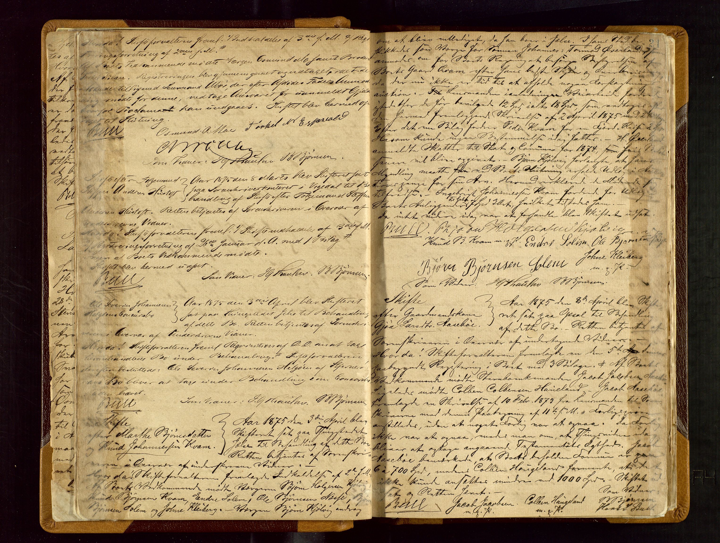 Ryfylke tingrett, AV/SAST-A-100055/001/IV/IVF/L0003: Skifteforhandlingsprotokoll A 3, 1874-1881, s. 21