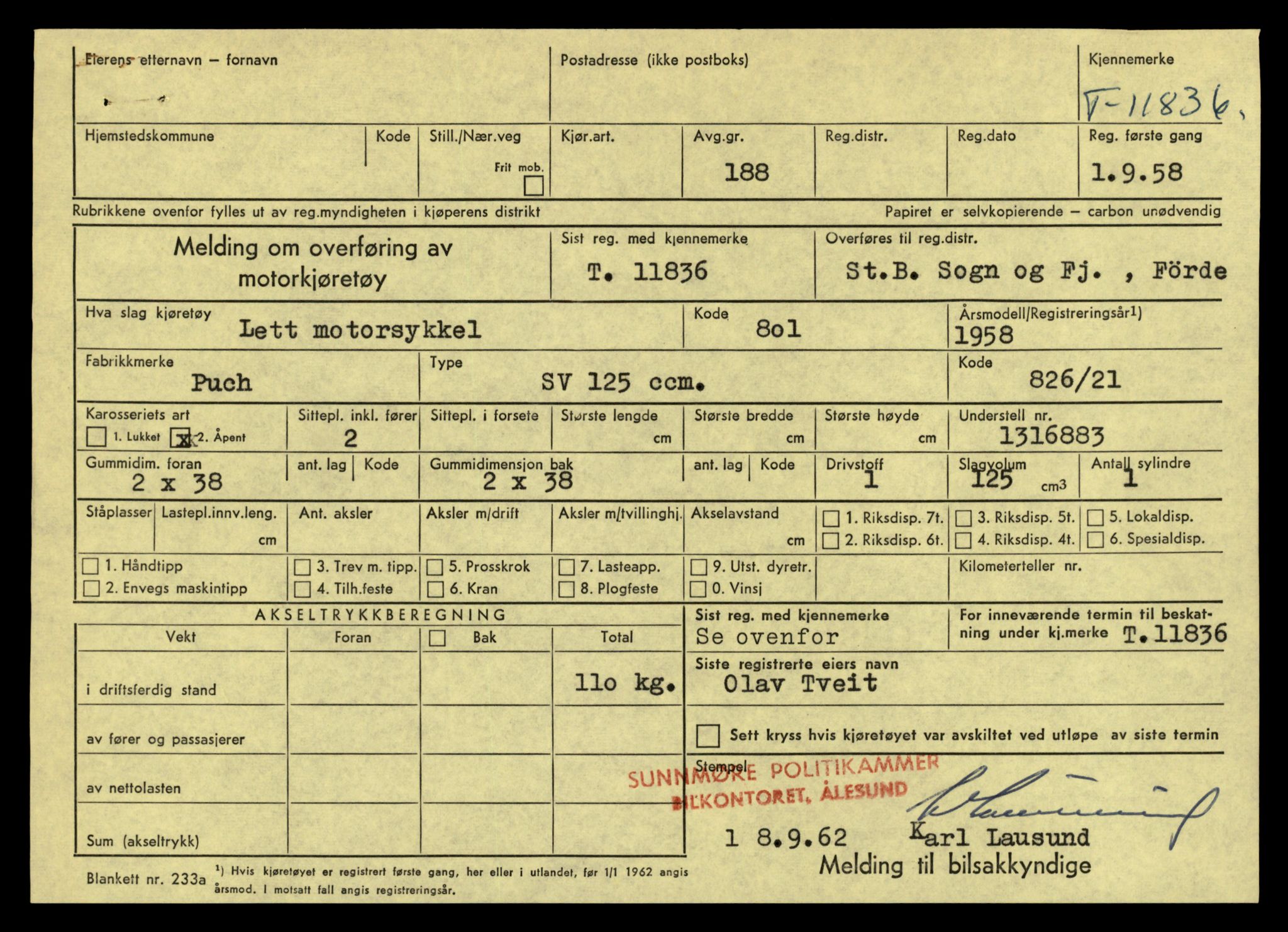 Møre og Romsdal vegkontor - Ålesund trafikkstasjon, AV/SAT-A-4099/F/Fe/L0031: Registreringskort for kjøretøy T 11800 - T 11996, 1927-1998, s. 707