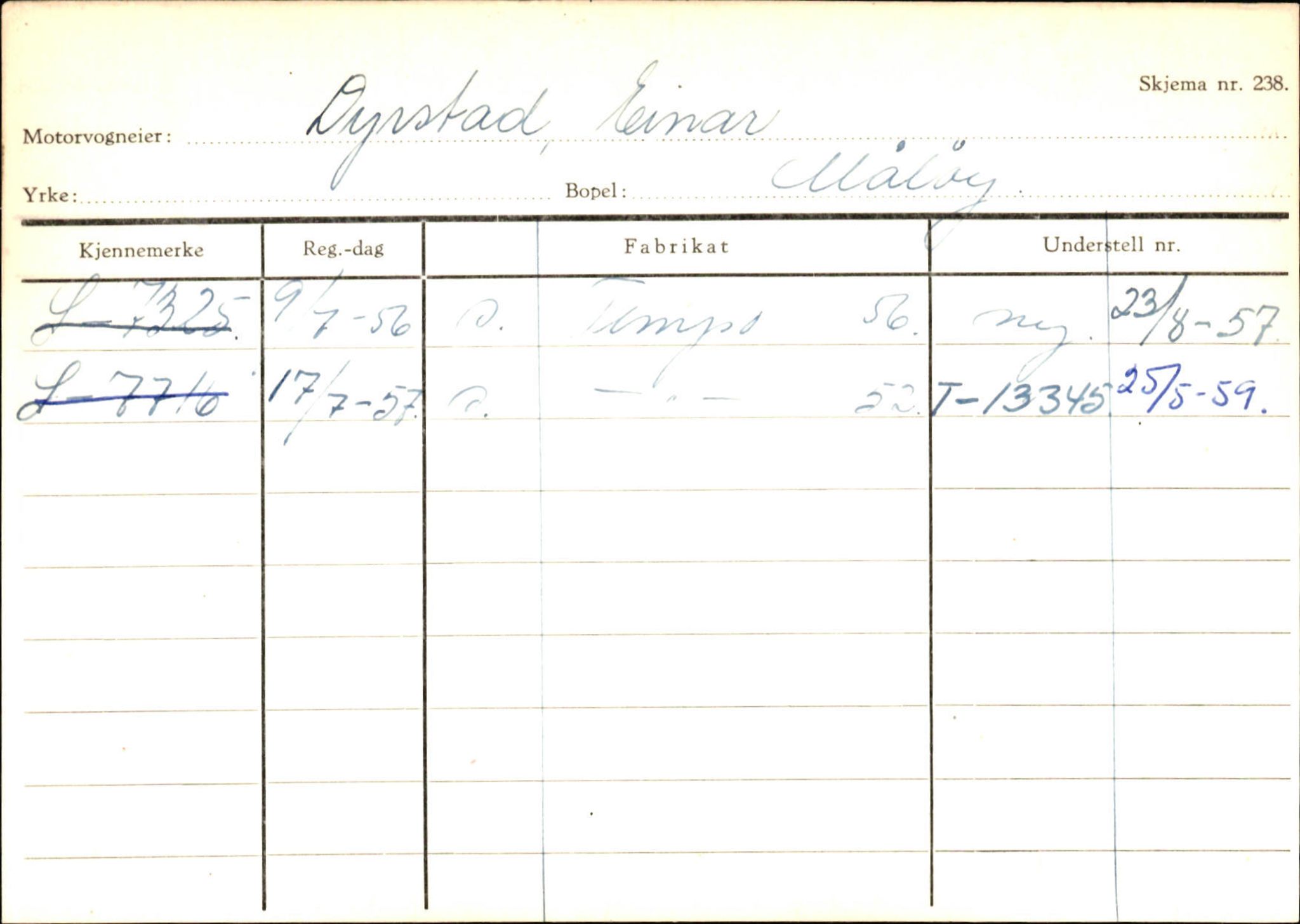 Statens vegvesen, Sogn og Fjordane vegkontor, SAB/A-5301/4/F/L0144: Registerkort Vågsøy A-R, 1945-1975, s. 390