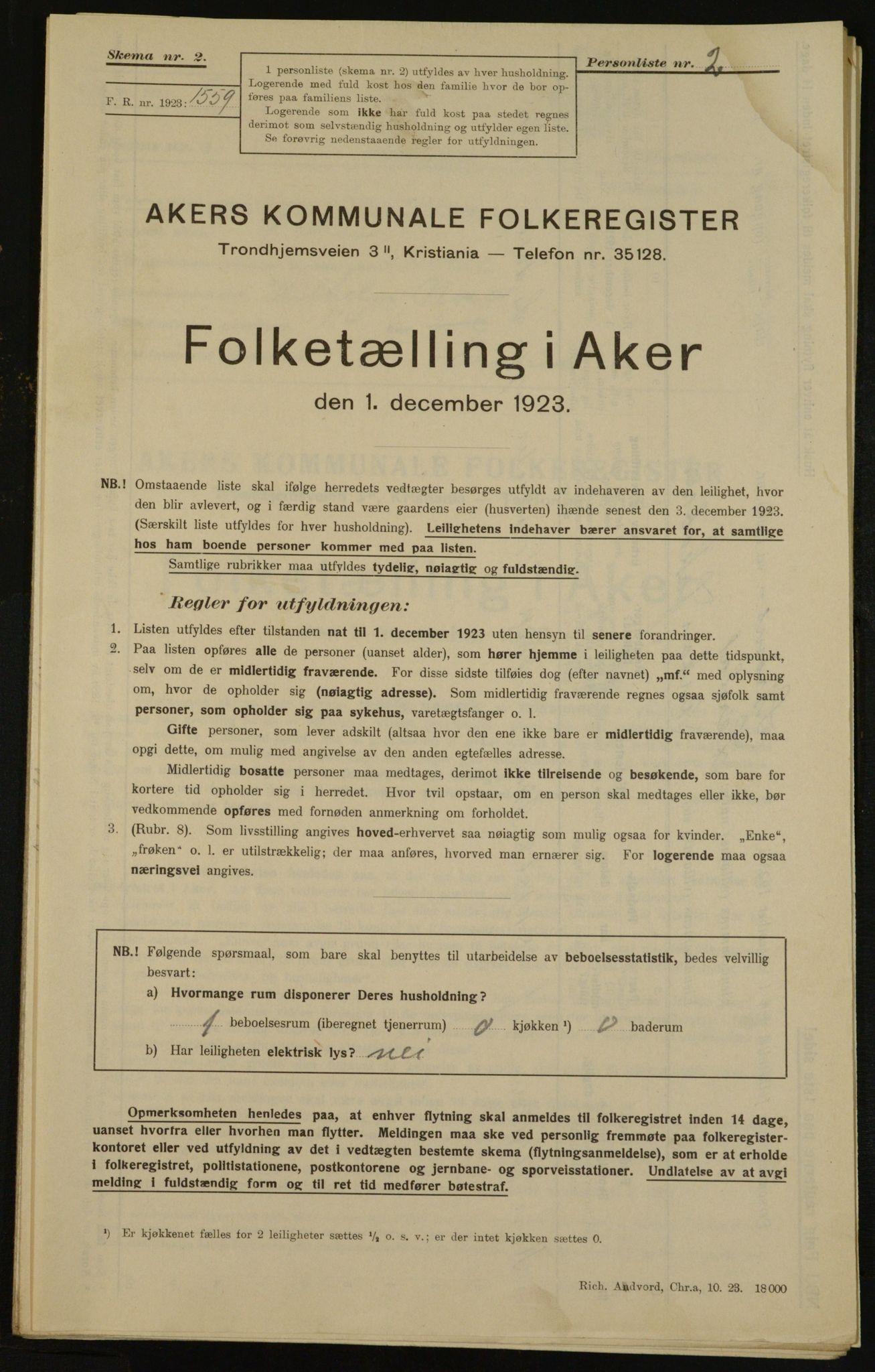 , Kommunal folketelling 1.12.1923 for Aker, 1923, s. 32337