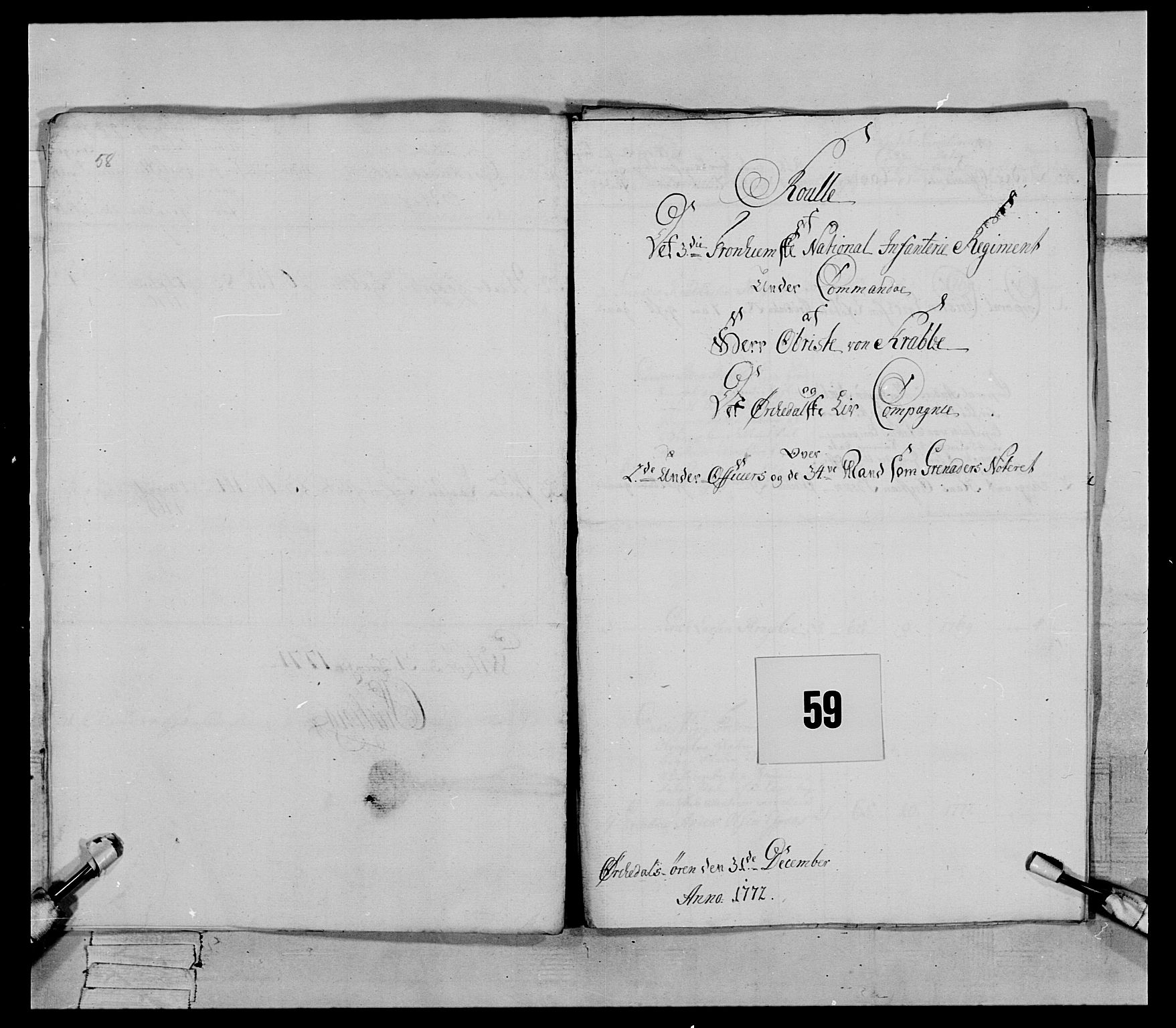 Generalitets- og kommissariatskollegiet, Det kongelige norske kommissariatskollegium, AV/RA-EA-5420/E/Eh/L0084: 3. Trondheimske nasjonale infanteriregiment, 1769-1773, s. 250