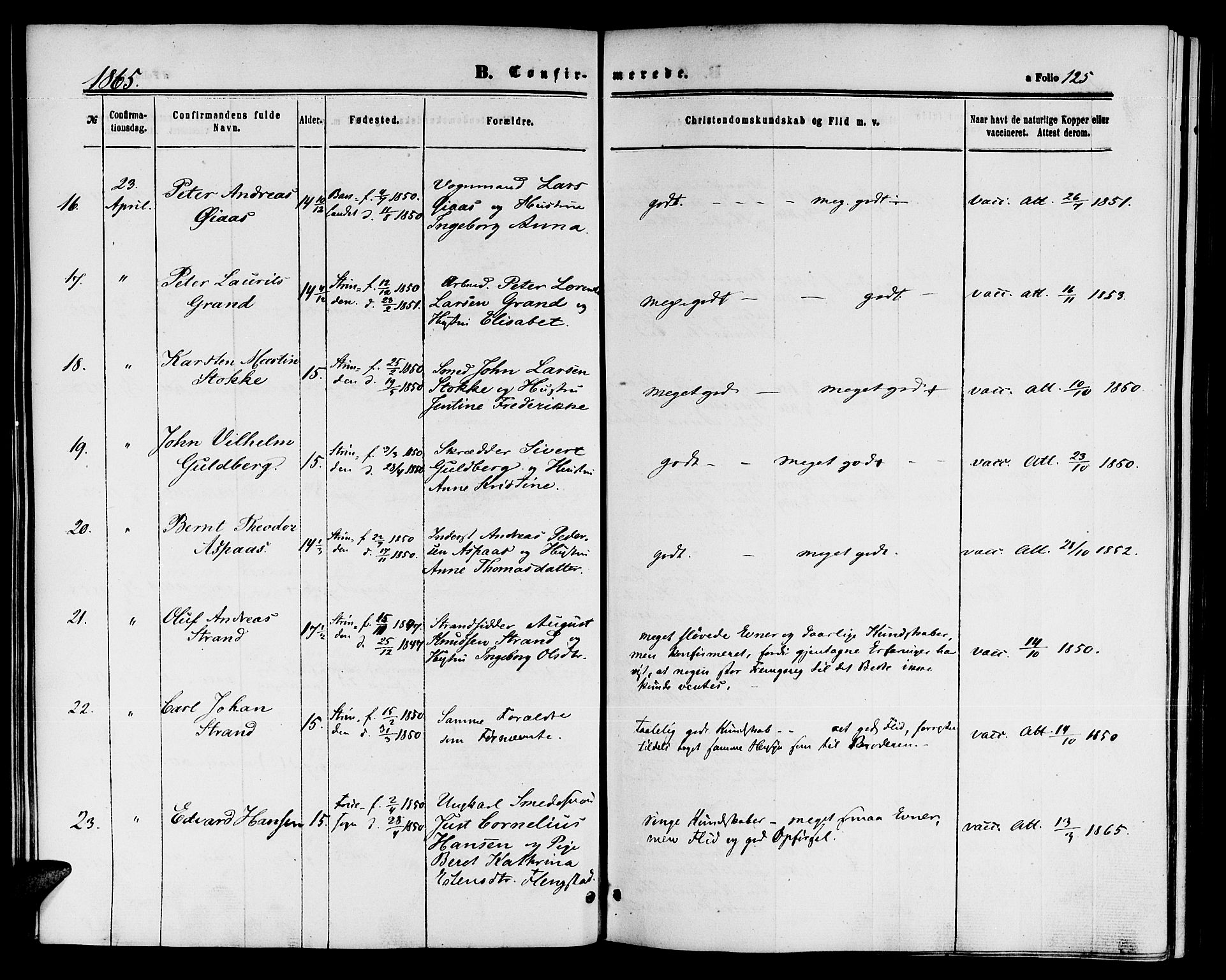 Ministerialprotokoller, klokkerbøker og fødselsregistre - Sør-Trøndelag, SAT/A-1456/604/L0185: Ministerialbok nr. 604A06, 1861-1865, s. 125
