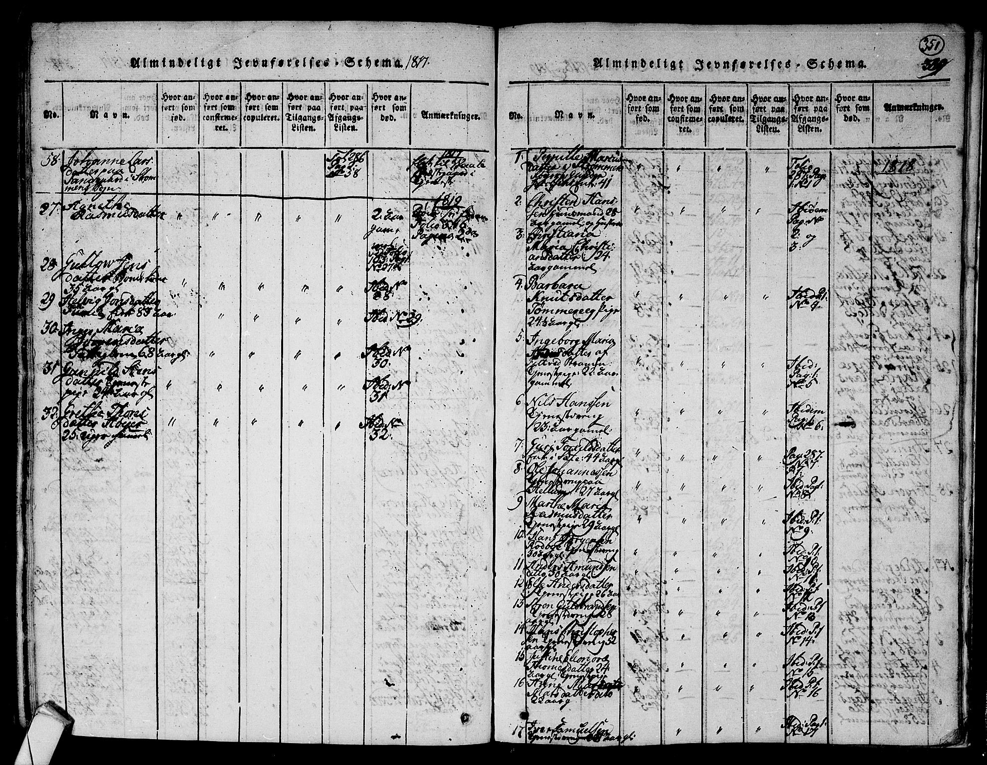 Hurum kirkebøker, SAKO/A-229/F/Fa/L0009: Ministerialbok nr. 9, 1816-1826, s. 351