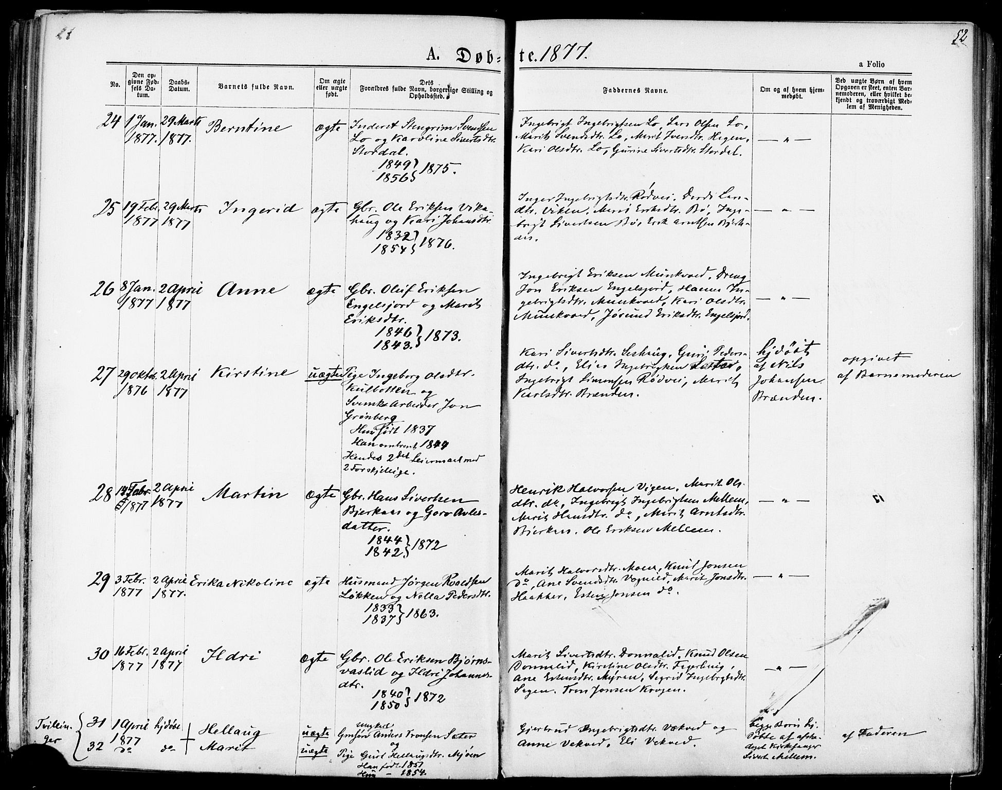 Ministerialprotokoller, klokkerbøker og fødselsregistre - Sør-Trøndelag, AV/SAT-A-1456/678/L0900: Ministerialbok nr. 678A09, 1872-1881, s. 52