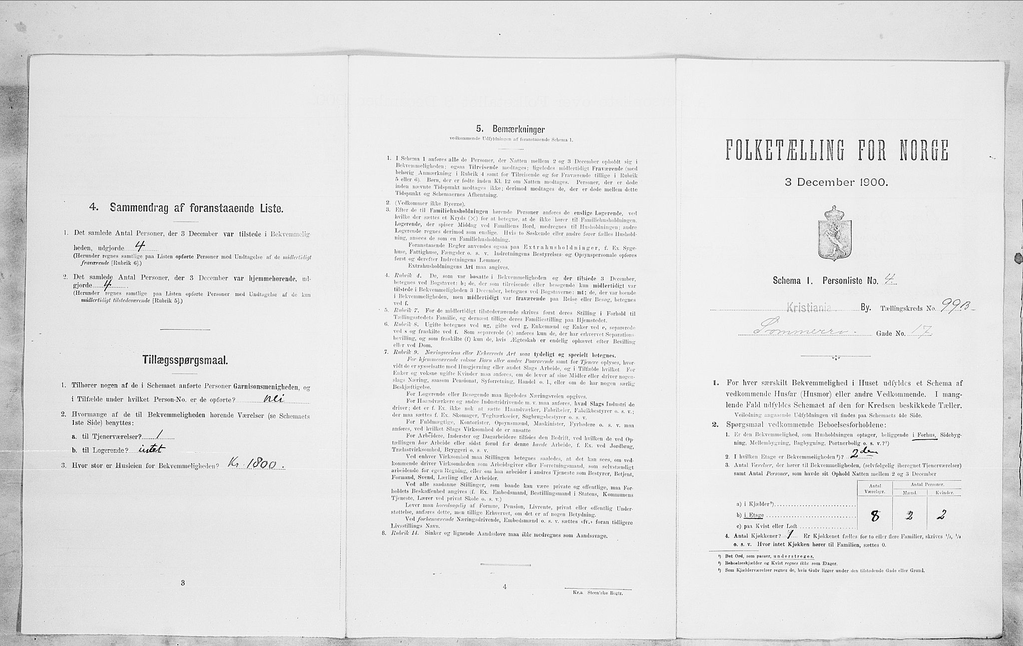 SAO, Folketelling 1900 for 0301 Kristiania kjøpstad, 1900, s. 88658