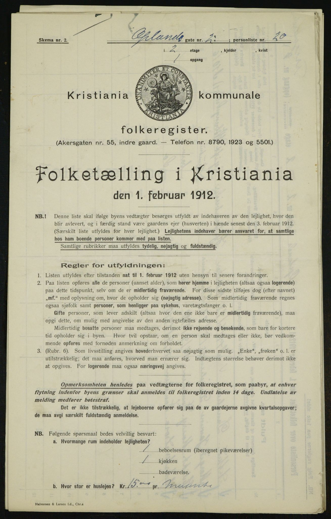 OBA, Kommunal folketelling 1.2.1912 for Kristiania, 1912, s. 76320