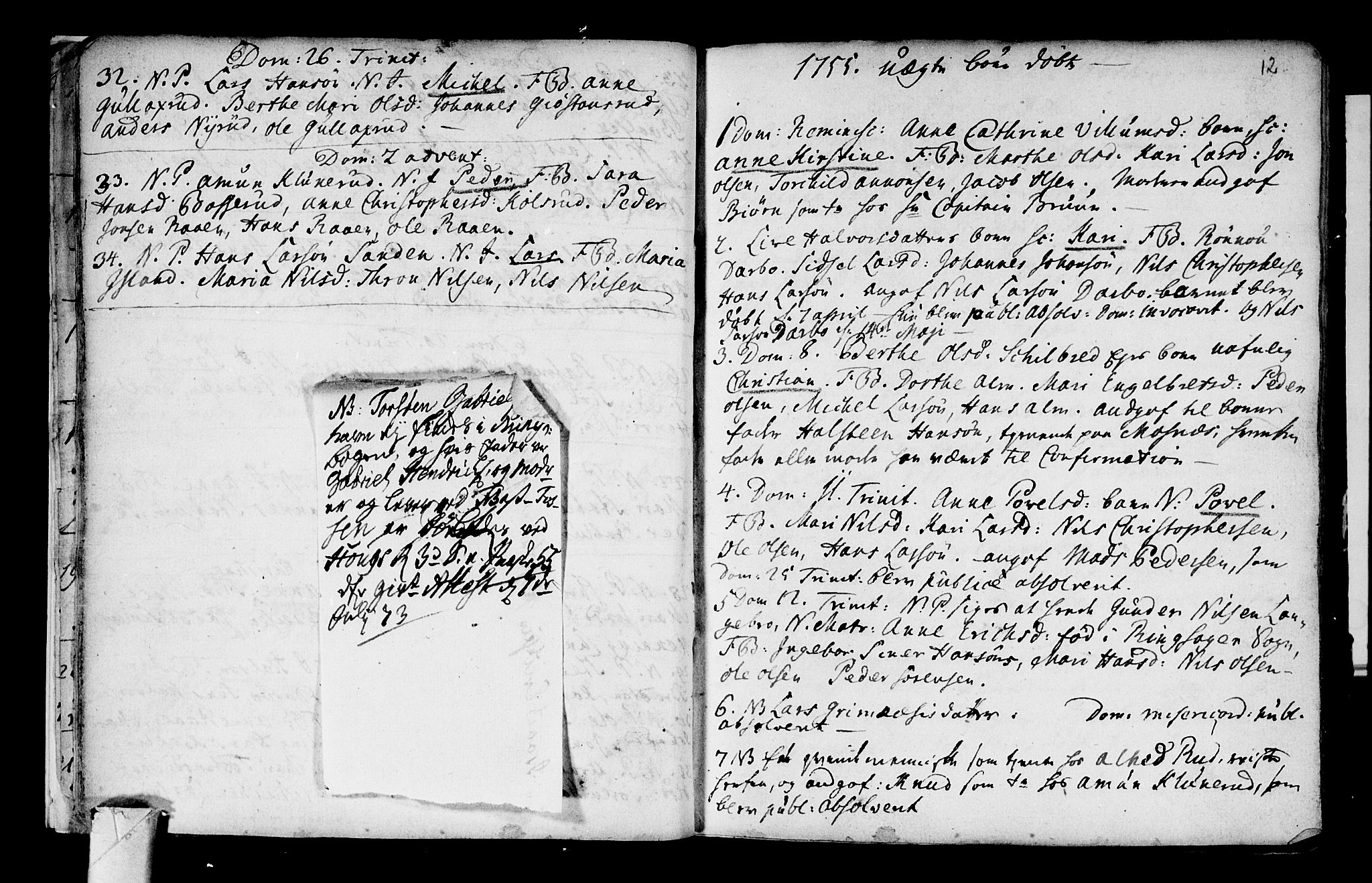 Fiskum kirkebøker, SAKO/A-15/G/Ga/L0001: Klokkerbok nr. 1, 1751-1764, s. 12