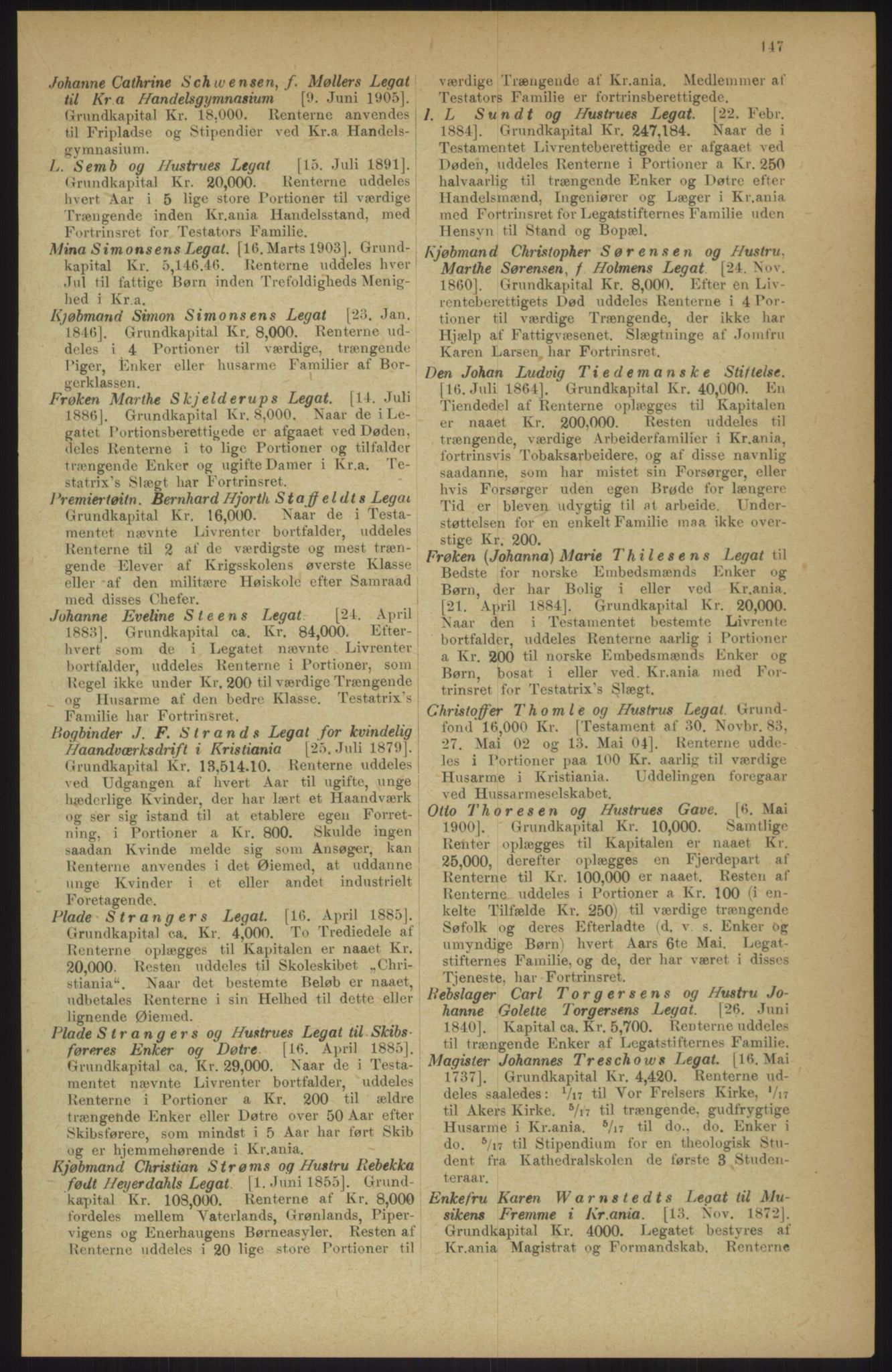 Kristiania/Oslo adressebok, PUBL/-, 1911, s. 147