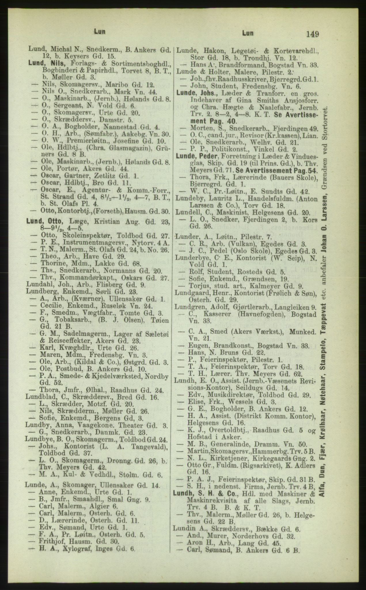 Kristiania/Oslo adressebok, PUBL/-, 1883, s. 149