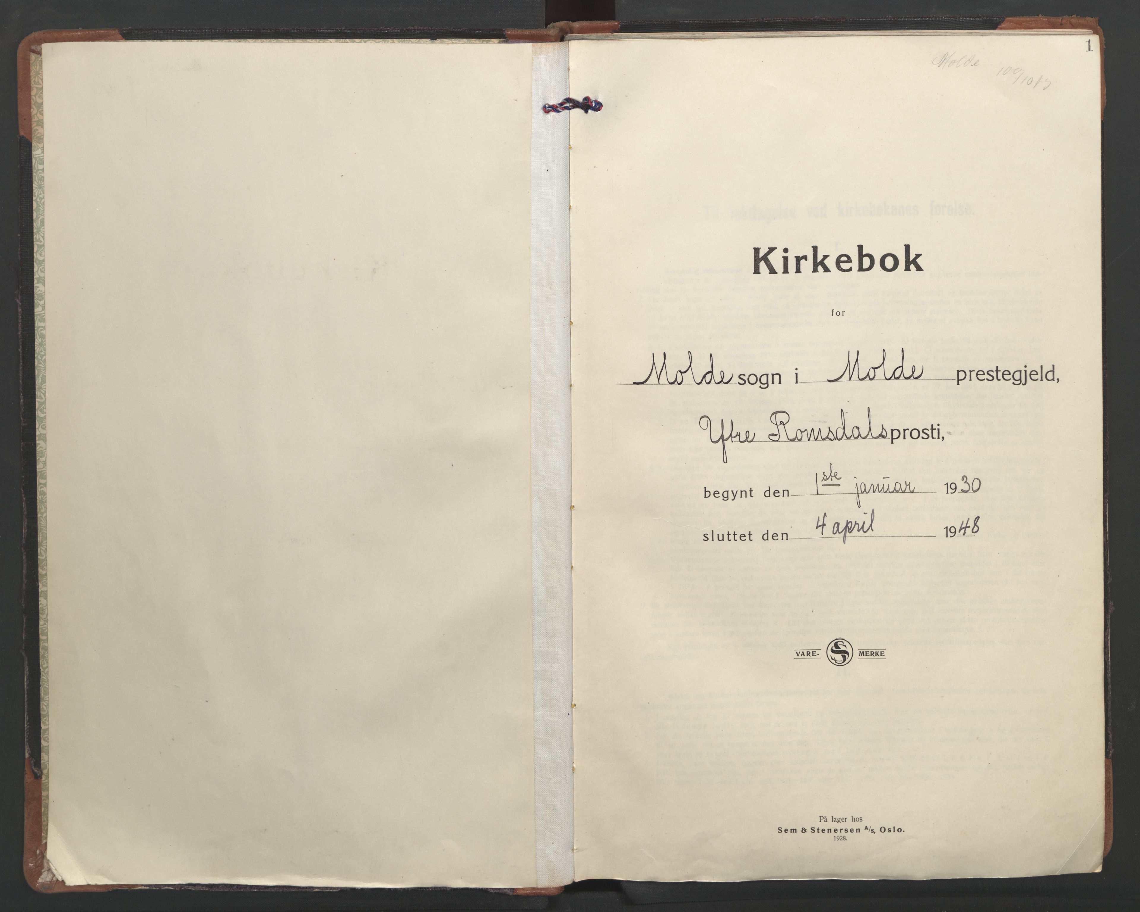 Ministerialprotokoller, klokkerbøker og fødselsregistre - Møre og Romsdal, SAT/A-1454/558/L0699: Ministerialbok nr. 558A13, 1930-1948, s. 1