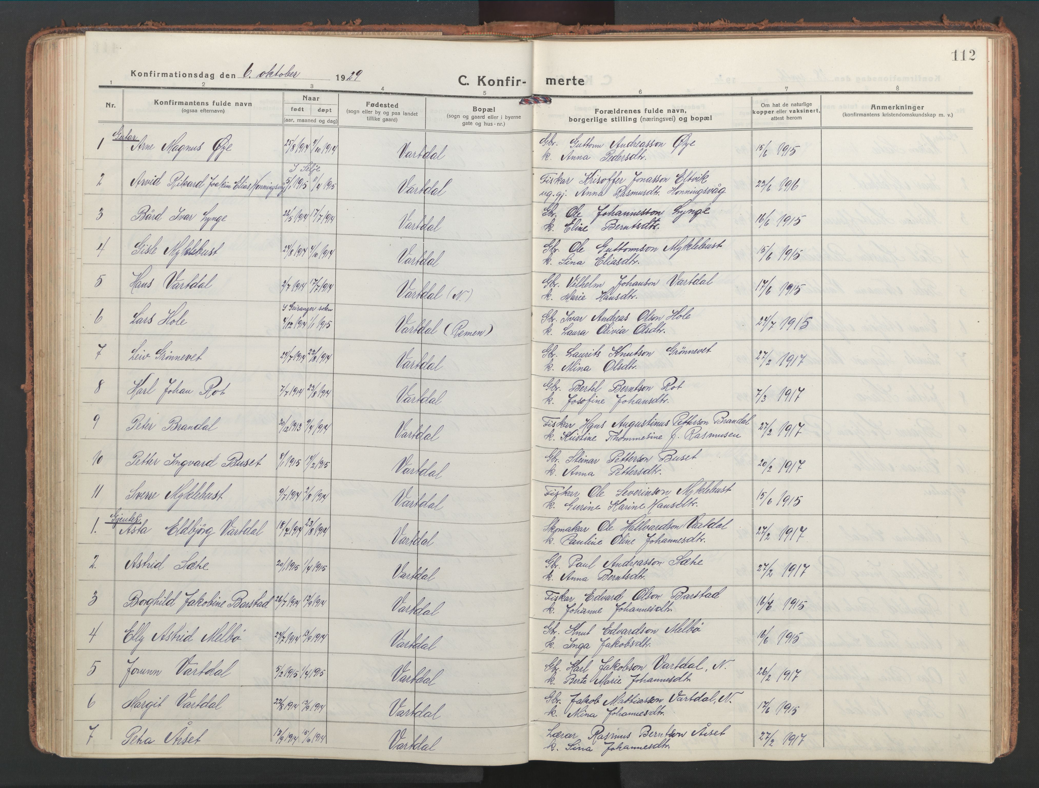 Ministerialprotokoller, klokkerbøker og fødselsregistre - Møre og Romsdal, SAT/A-1454/514/L0202: Klokkerbok nr. 514C02, 1916-1944, s. 112