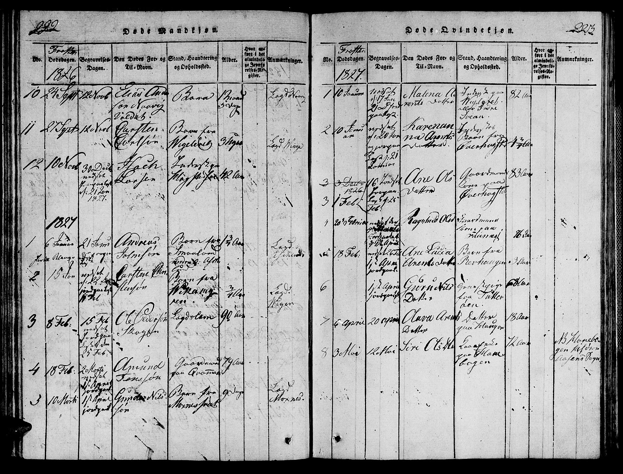 Ministerialprotokoller, klokkerbøker og fødselsregistre - Nord-Trøndelag, SAT/A-1458/713/L0112: Ministerialbok nr. 713A04 /1, 1817-1827, s. 222-223