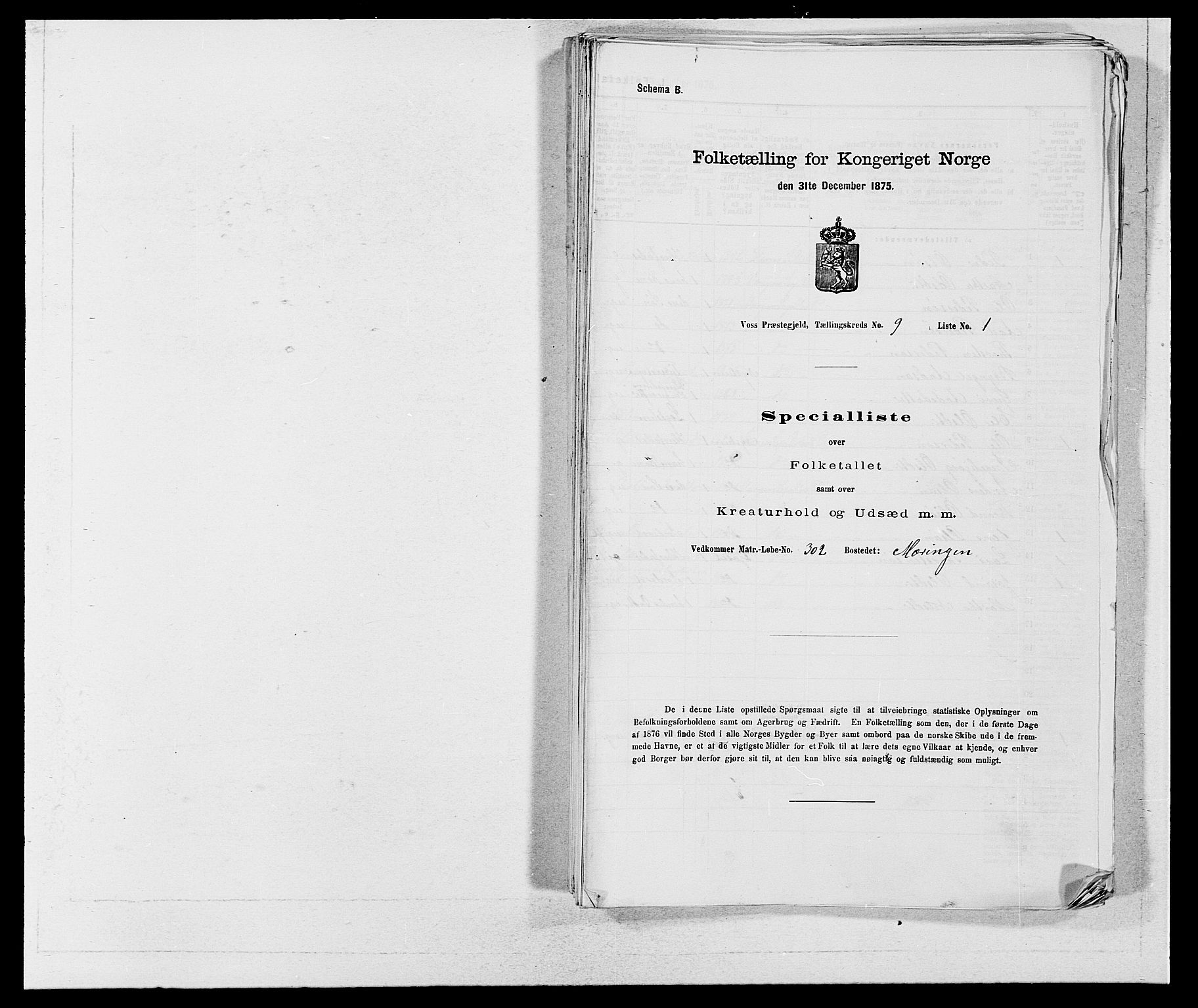 SAB, Folketelling 1875 for 1235P Voss prestegjeld, 1875, s. 1047