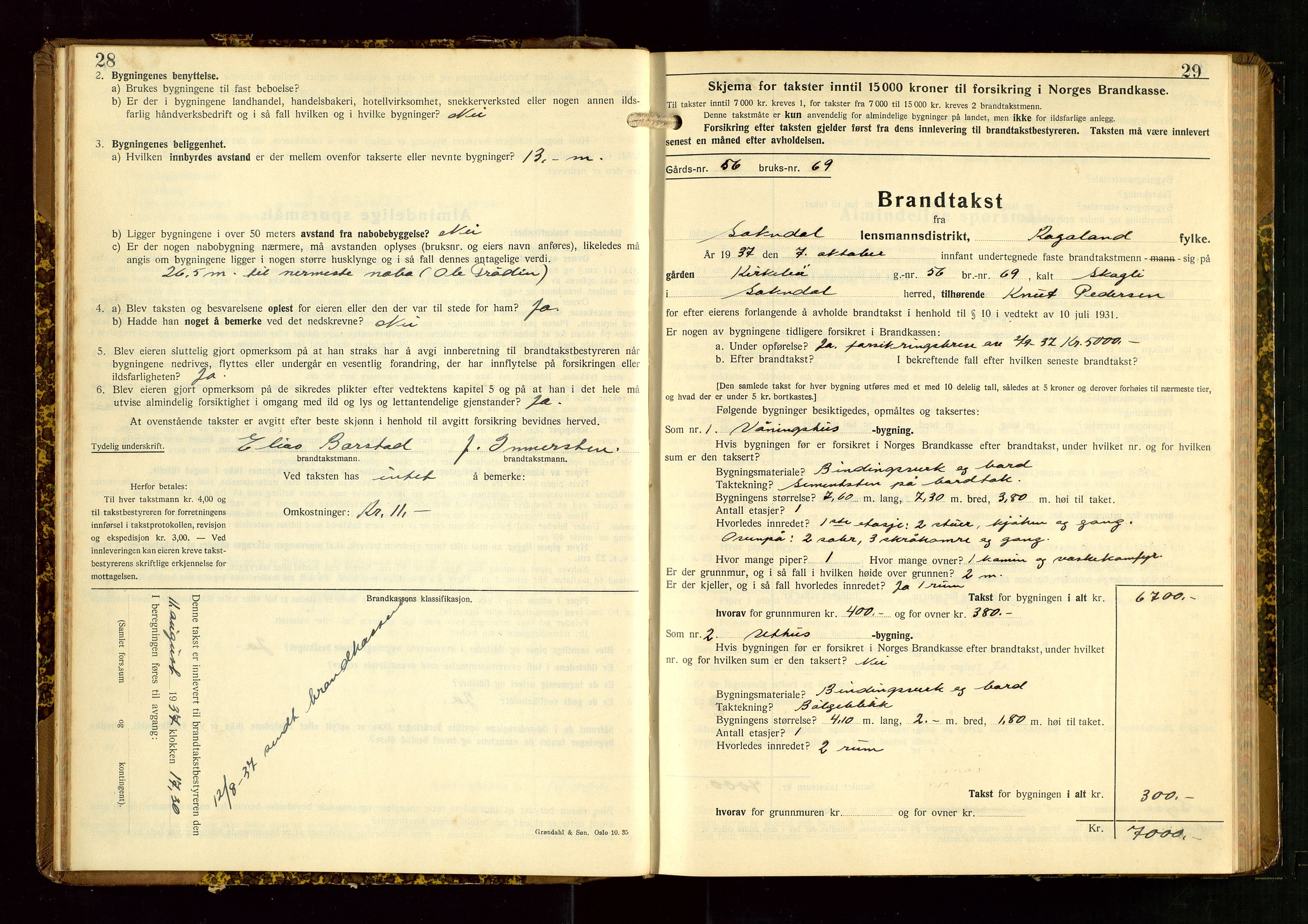 Sokndal lensmannskontor, AV/SAST-A-100417/Gob/L0008: "Brandtakst-Protokoll", 1937-1955, s. 28-29