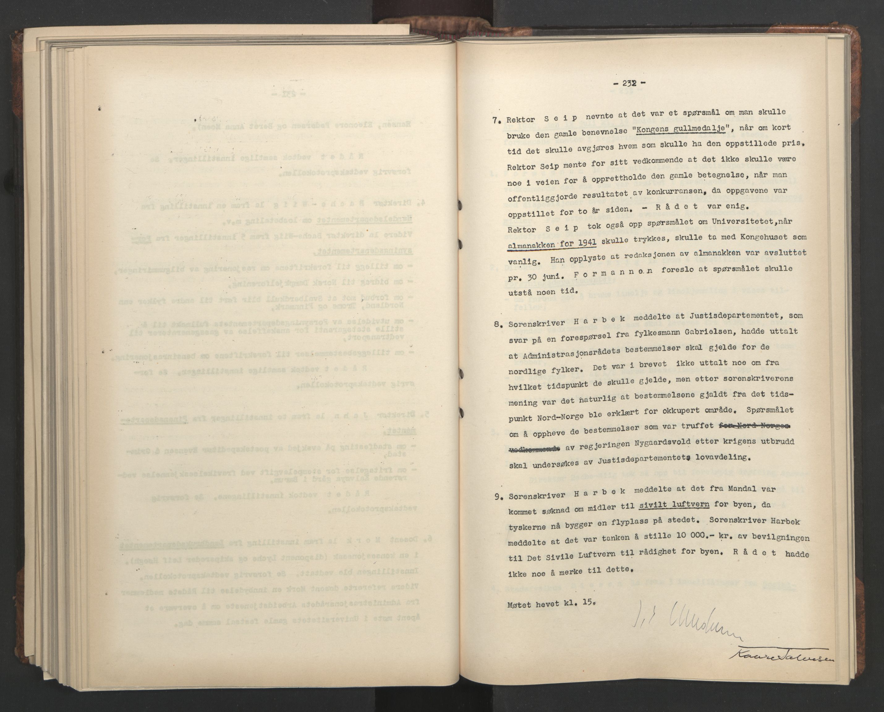 Administrasjonsrådet, AV/RA-S-1004/A/L0001: Møteprotokoll med tillegg 15/4-25/9, 1940, s. 232