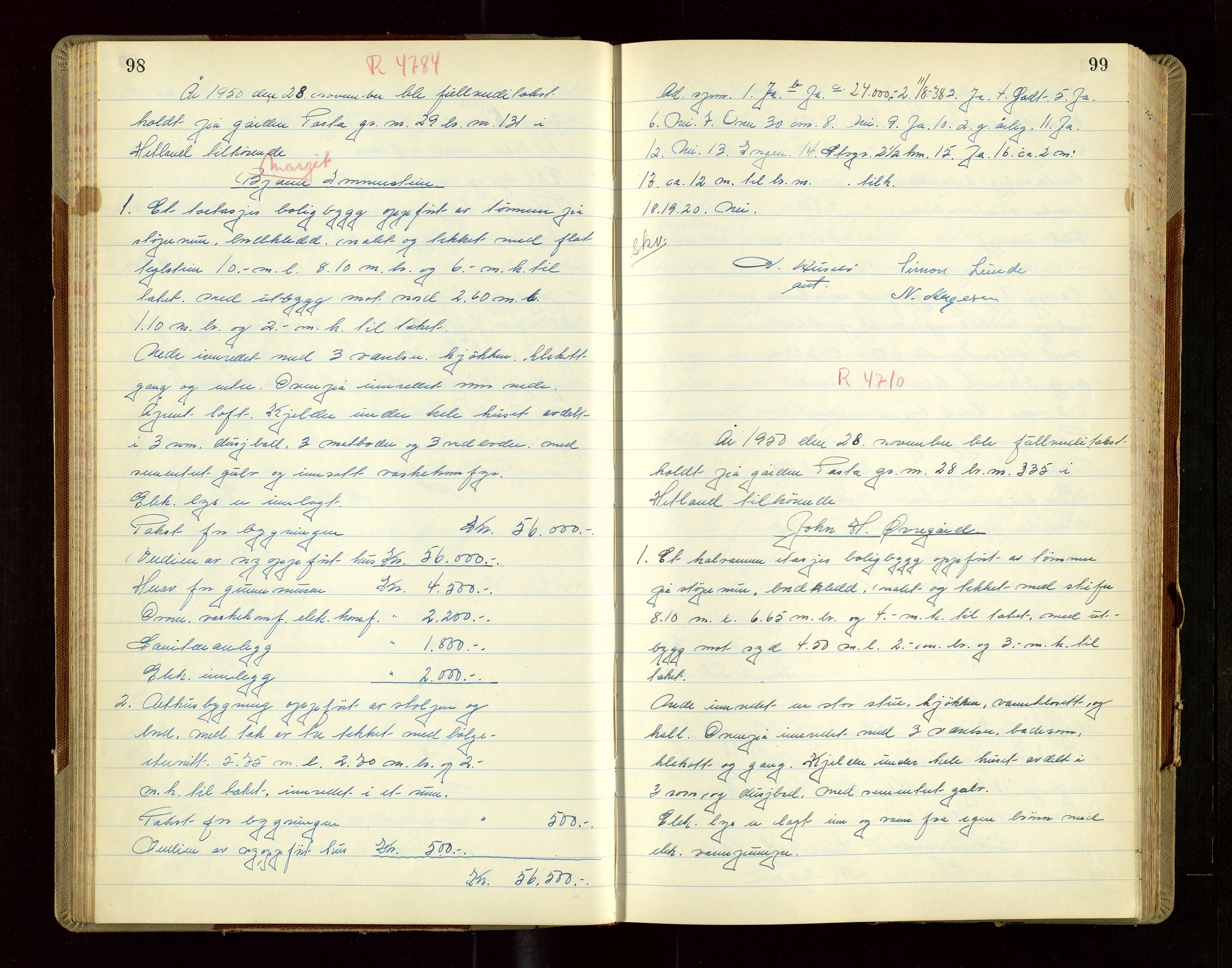 Hetland lensmannskontor, AV/SAST-A-100101/Goa/L0010: "Branntakstprotokoll", 1950-1952, s. 98-99