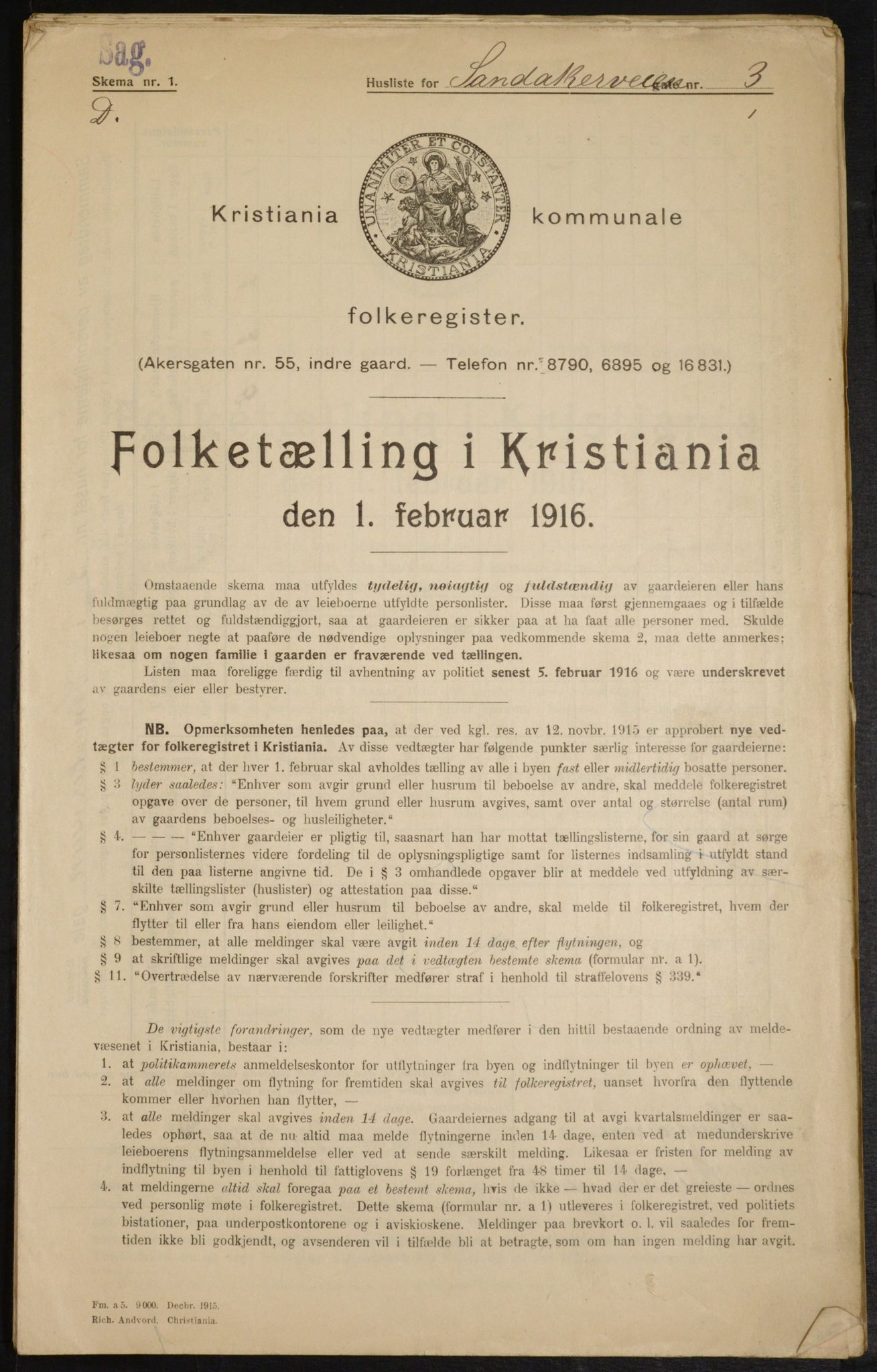 OBA, Kommunal folketelling 1.2.1916 for Kristiania, 1916, s. 88880