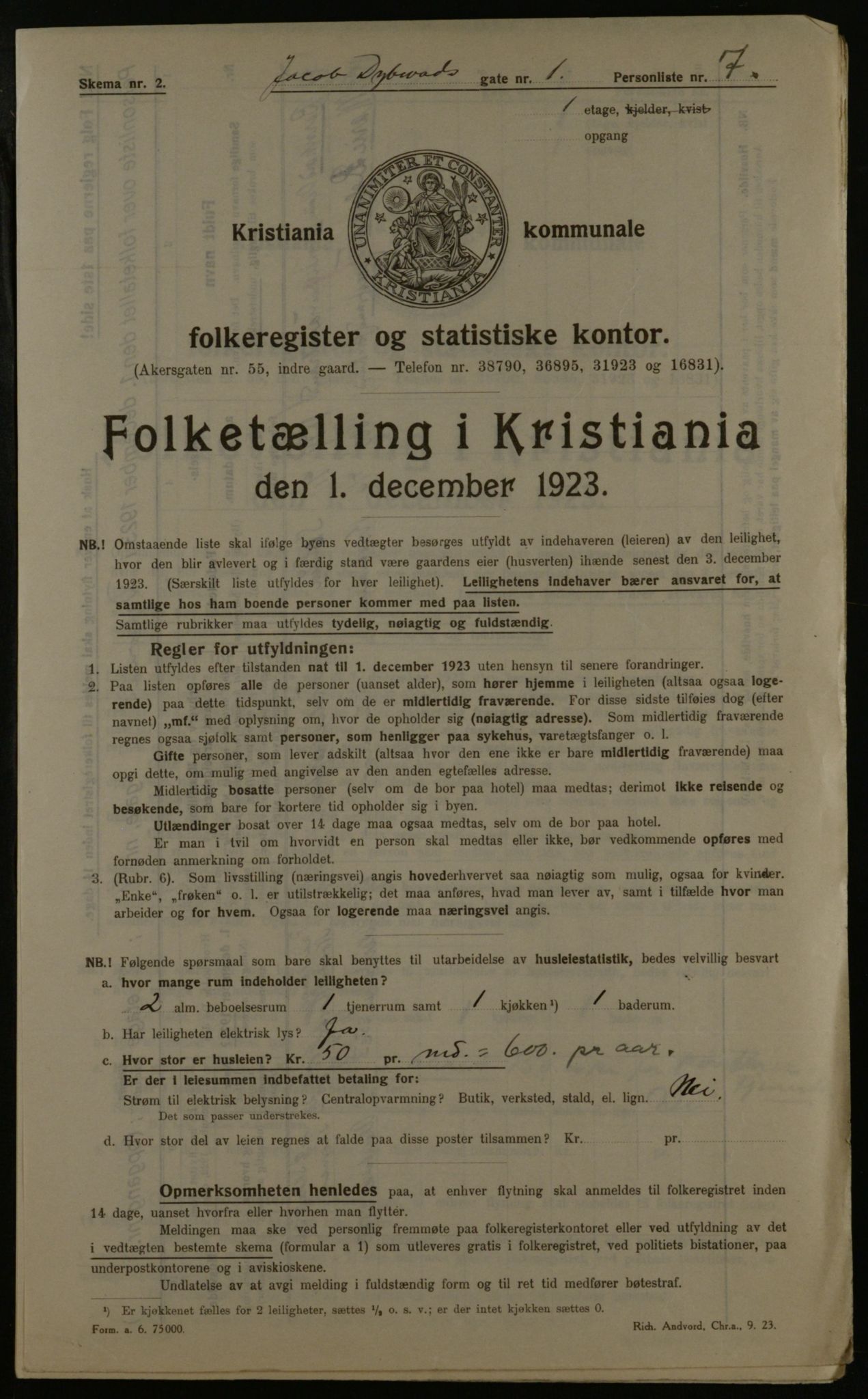 OBA, Kommunal folketelling 1.12.1923 for Kristiania, 1923, s. 19367