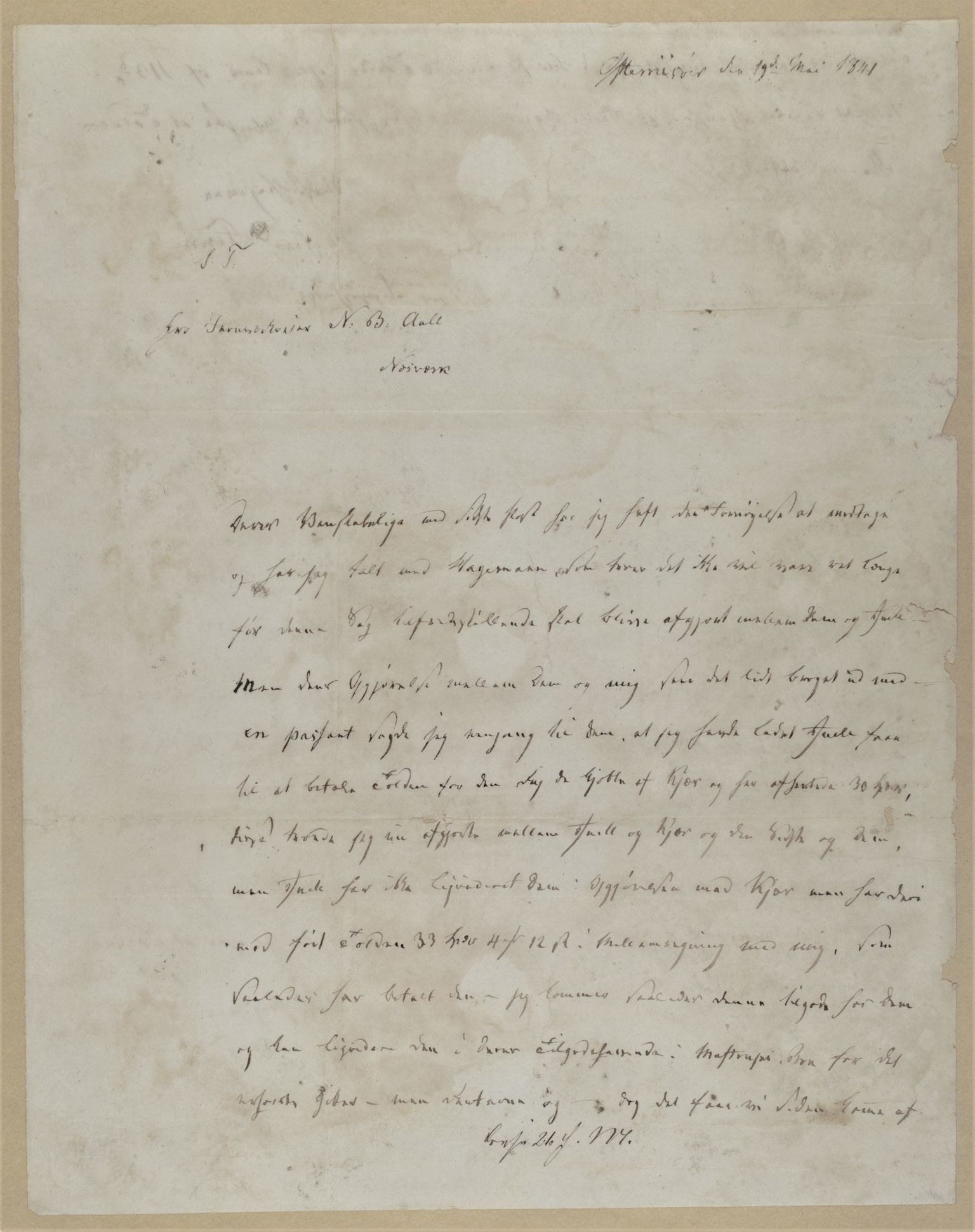 Familien Aalls privatarkiv , NESJ/NJM-005/E-00004/L0013: Inngående brev 1841, del 1, 1841