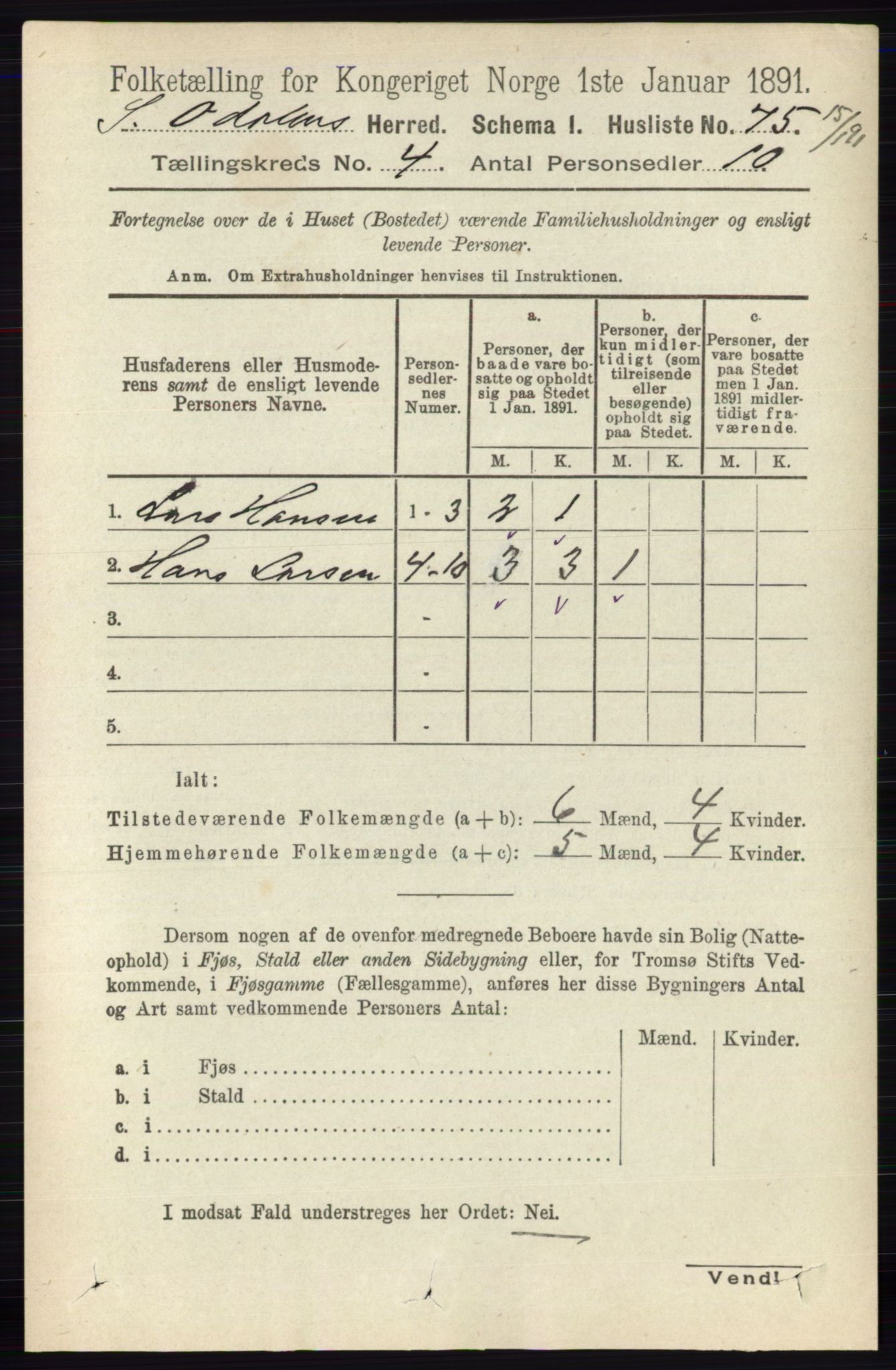 RA, Folketelling 1891 for 0419 Sør-Odal herred, 1891, s. 1728