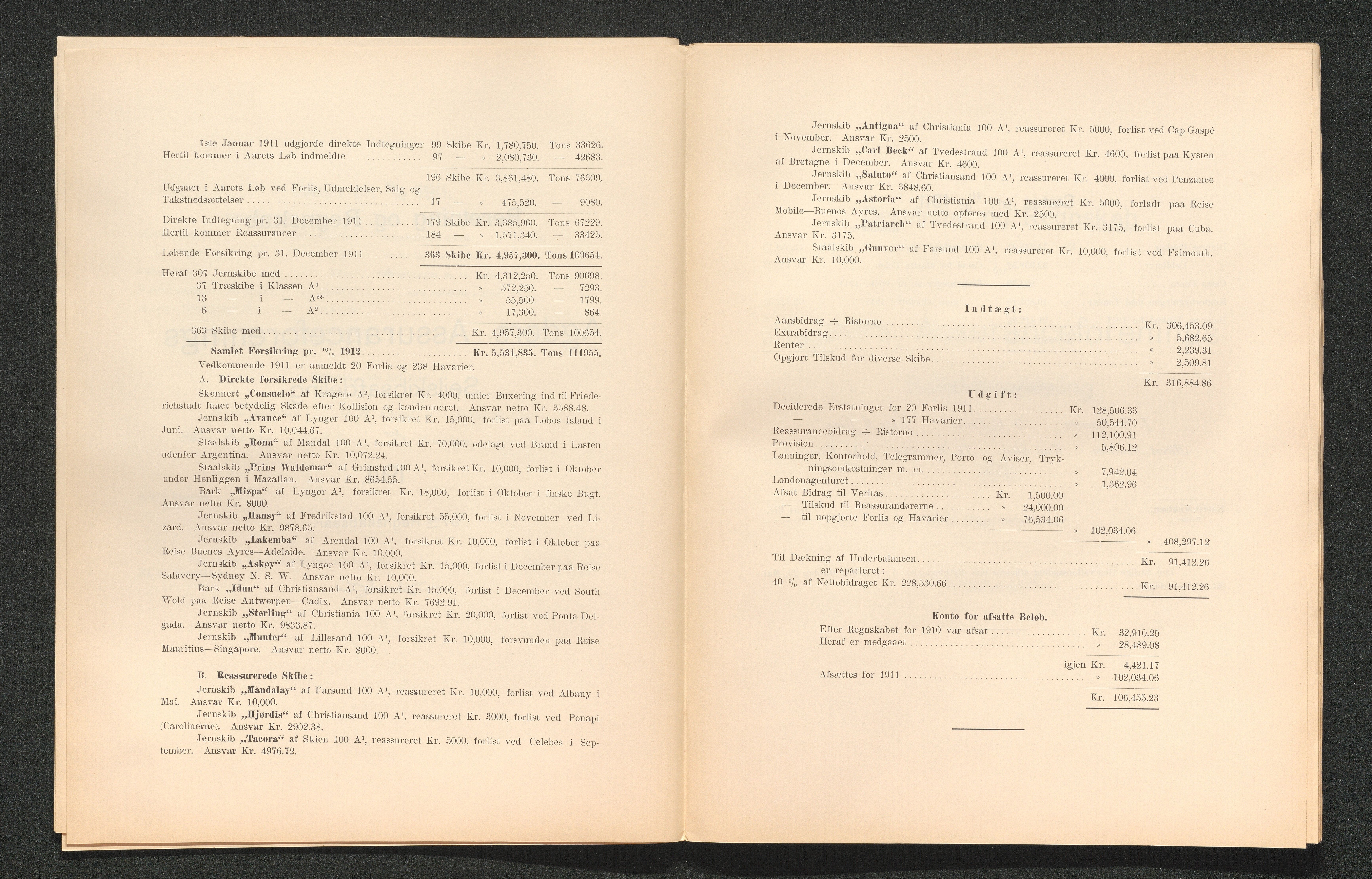 Agders Gjensidige Assuranceforening, AAKS/PA-1718/05/L0003: Regnskap, seilavdeling, pakkesak, 1890-1912