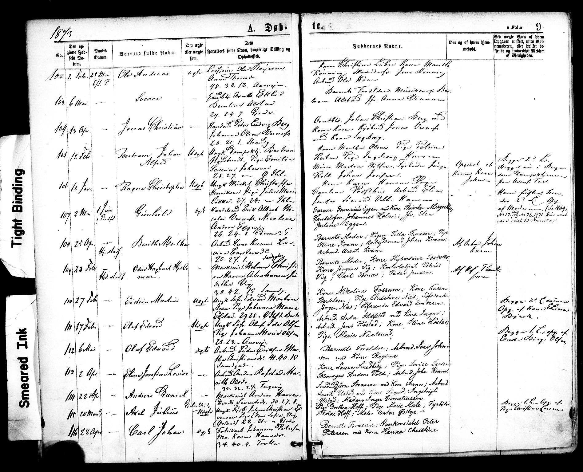Ministerialprotokoller, klokkerbøker og fødselsregistre - Sør-Trøndelag, SAT/A-1456/602/L0118: Ministerialbok nr. 602A16, 1873-1879, s. 9