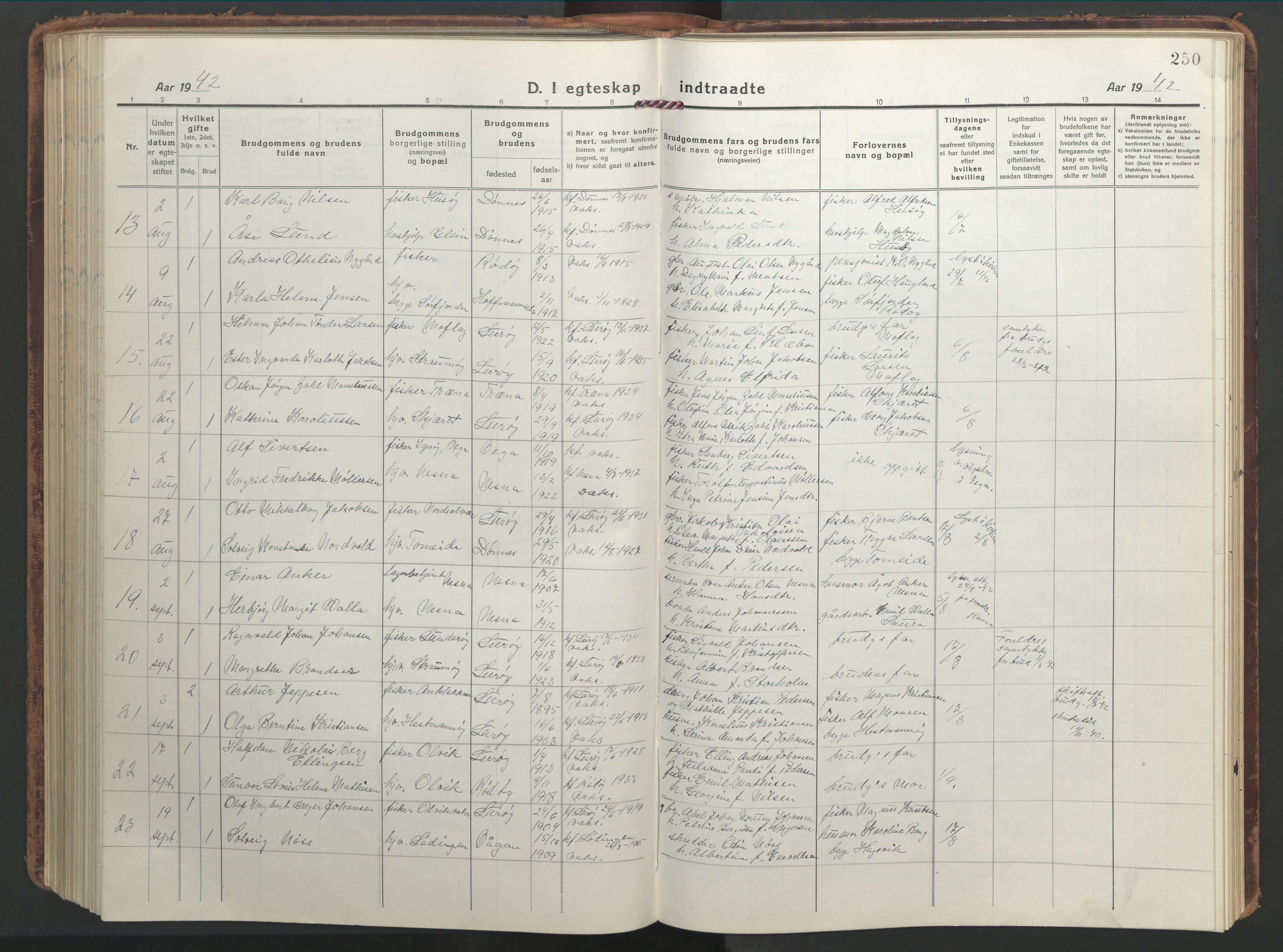 Ministerialprotokoller, klokkerbøker og fødselsregistre - Nordland, AV/SAT-A-1459/839/L0574: Klokkerbok nr. 839C04, 1918-1950, s. 250