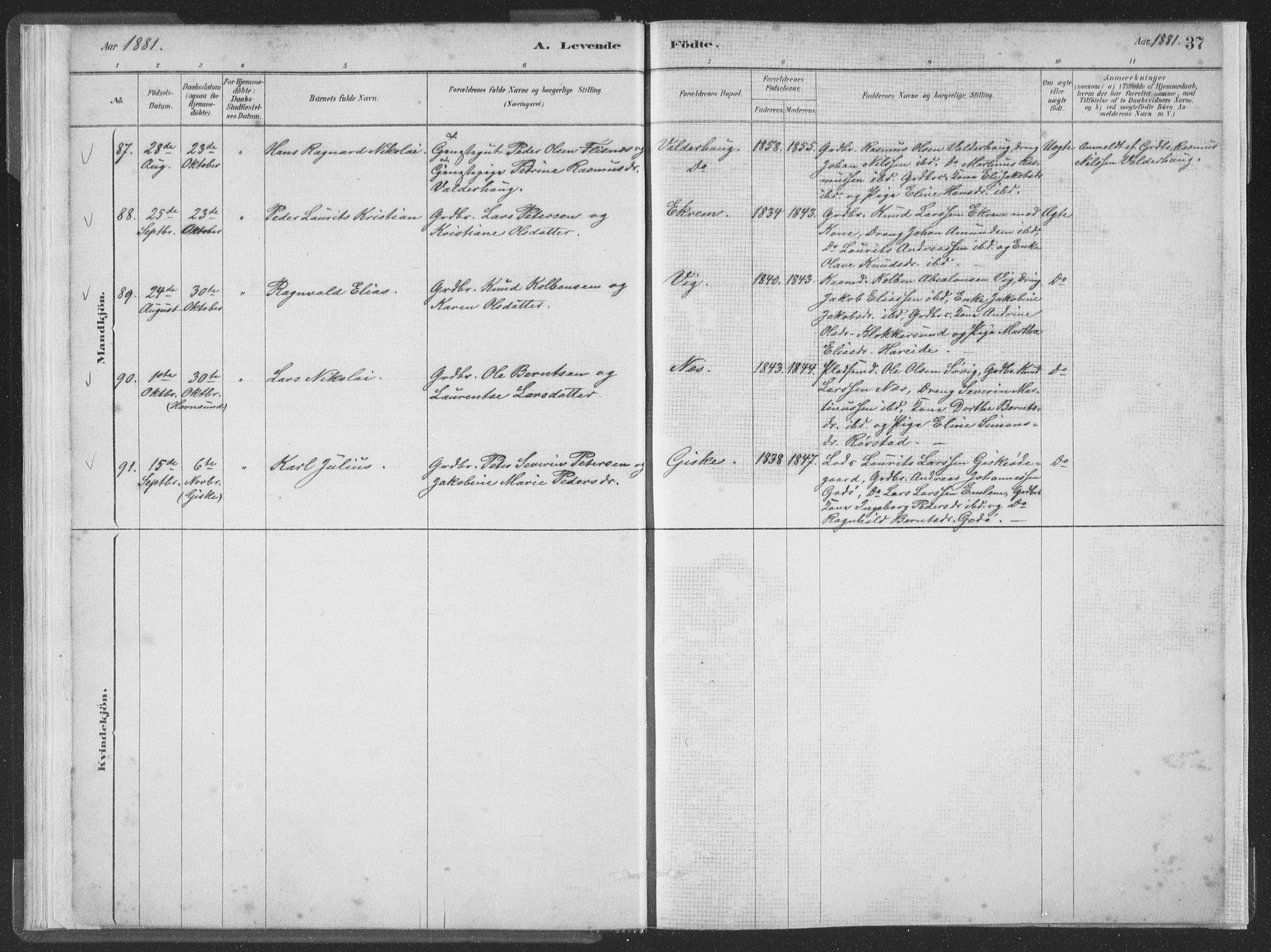 Ministerialprotokoller, klokkerbøker og fødselsregistre - Møre og Romsdal, AV/SAT-A-1454/528/L0401: Ministerialbok nr. 528A12I, 1880-1920, s. 37