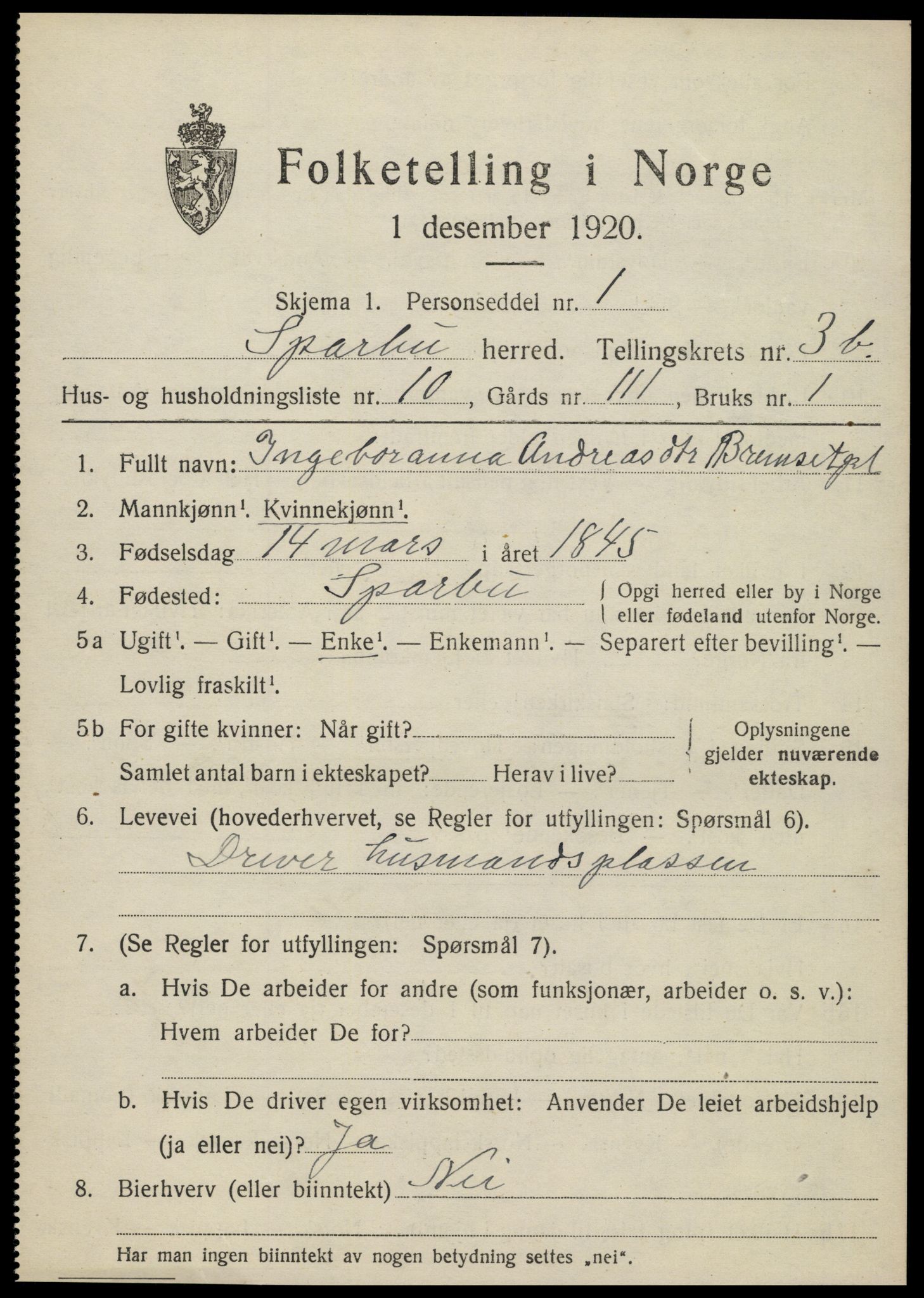 SAT, Folketelling 1920 for 1731 Sparbu herred, 1920, s. 4929