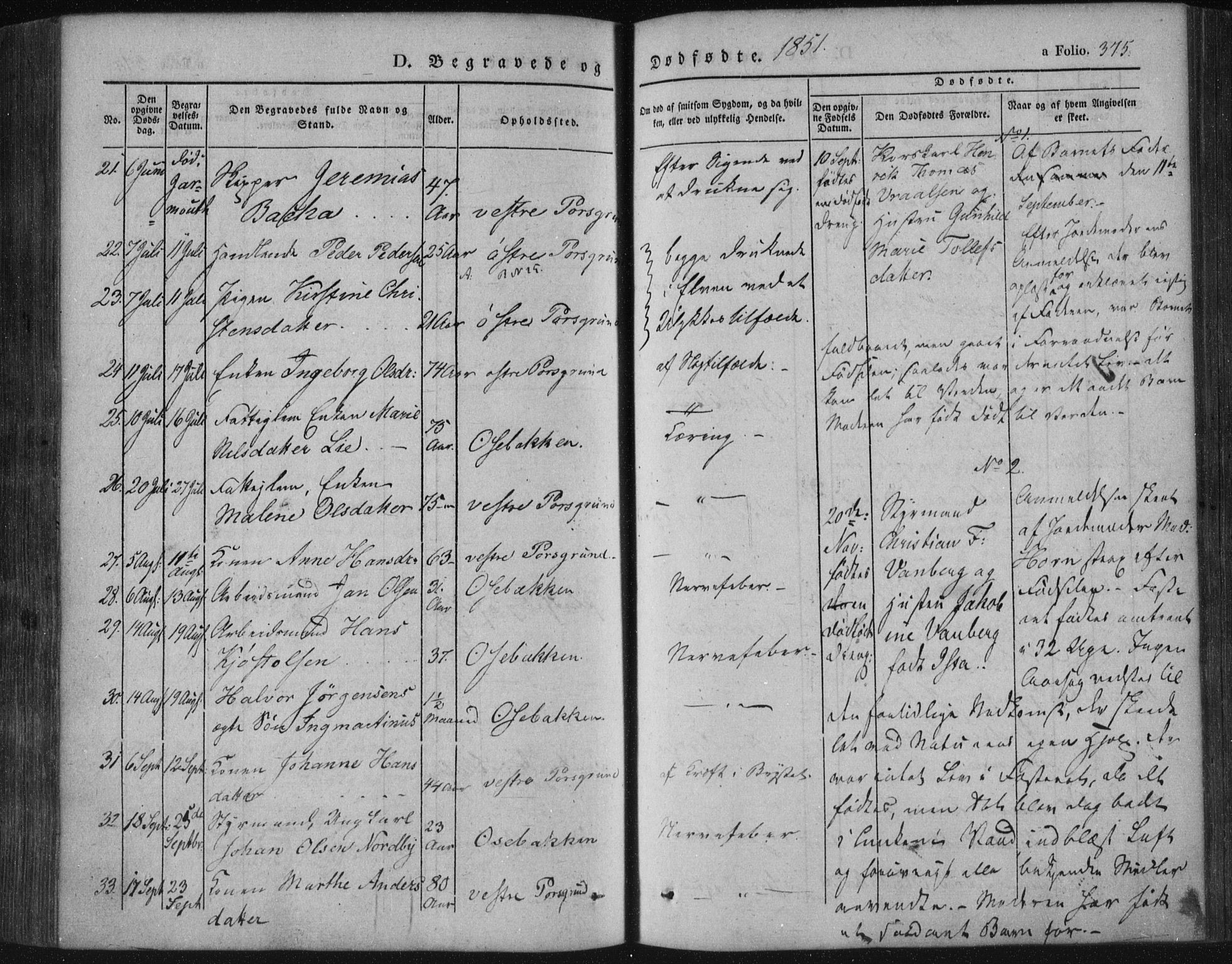 Porsgrunn kirkebøker , AV/SAKO-A-104/F/Fa/L0006: Ministerialbok nr. 6, 1841-1857, s. 375