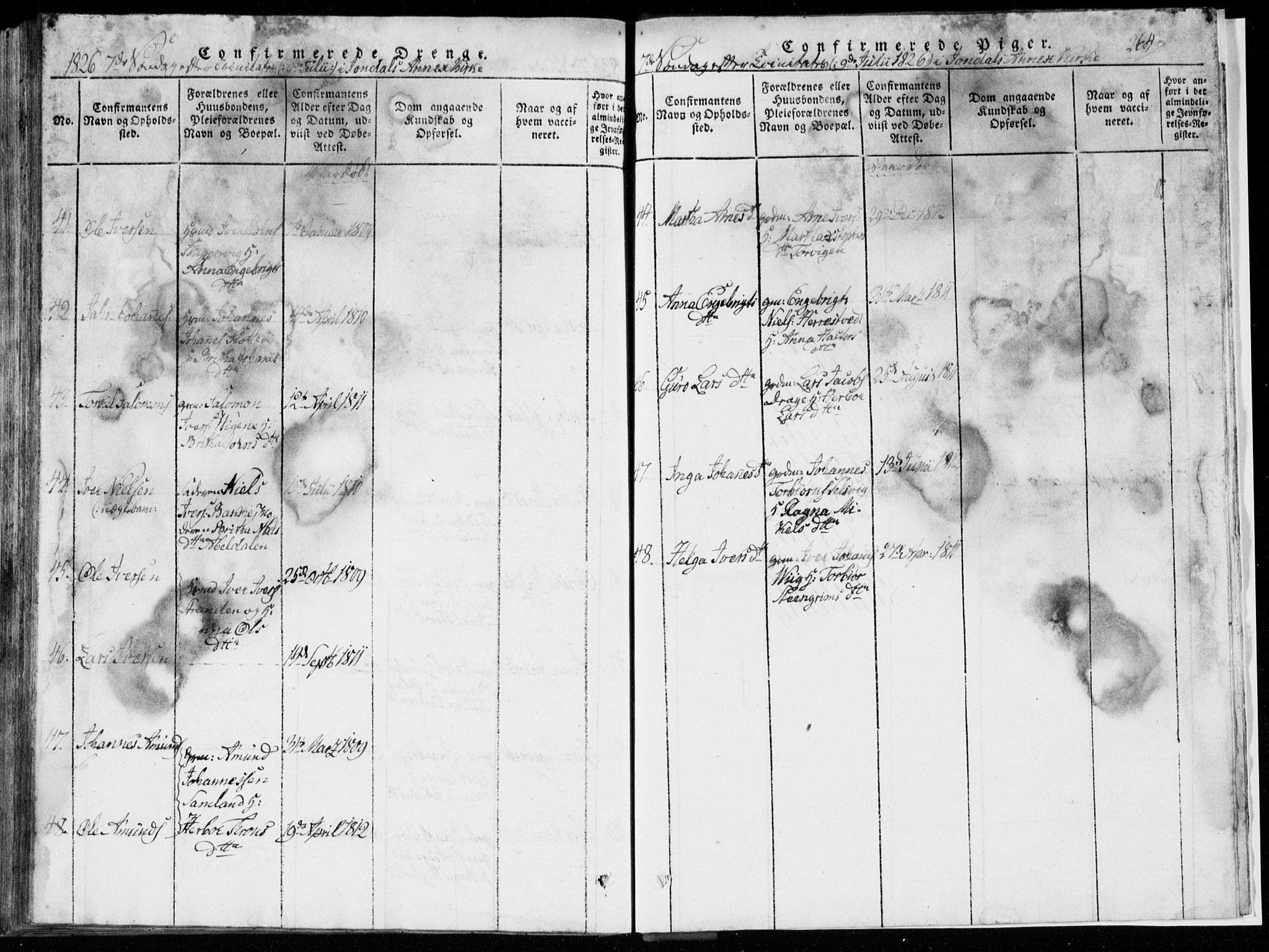 Strandebarm sokneprestembete, AV/SAB-A-78401/H/Hab: Klokkerbok nr. A  1, 1816-1826, s. 264
