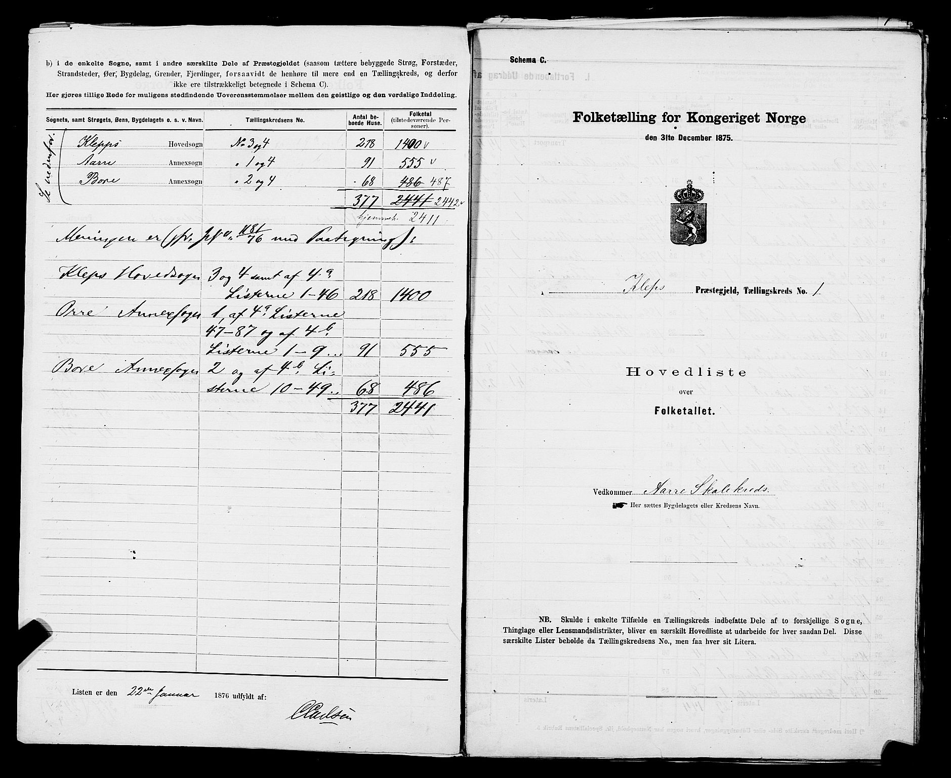 SAST, Folketelling 1875 for 1120P Klepp prestegjeld, 1875, s. 4