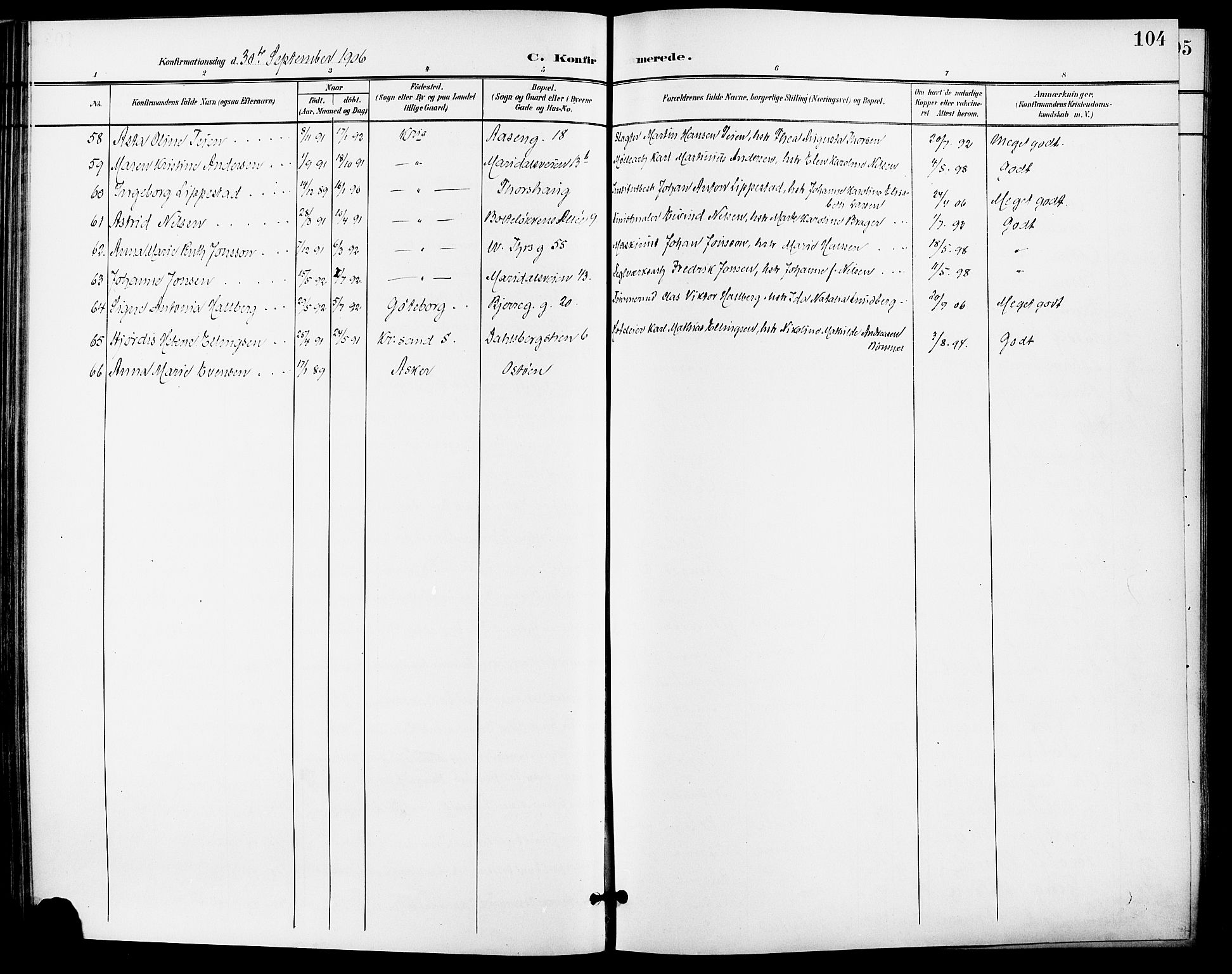 Gamle Aker prestekontor Kirkebøker, SAO/A-10617a/F/L0012: Ministerialbok nr. 12, 1898-1910, s. 104