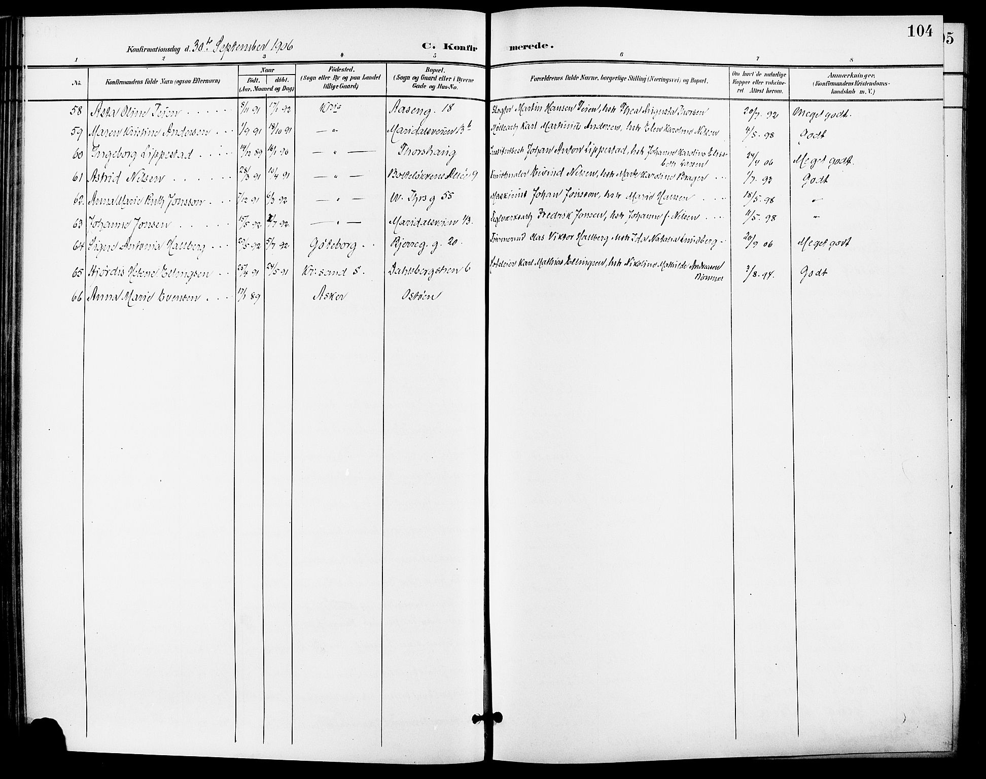 Gamle Aker prestekontor Kirkebøker, AV/SAO-A-10617a/F/L0012: Ministerialbok nr. 12, 1898-1910, s. 104