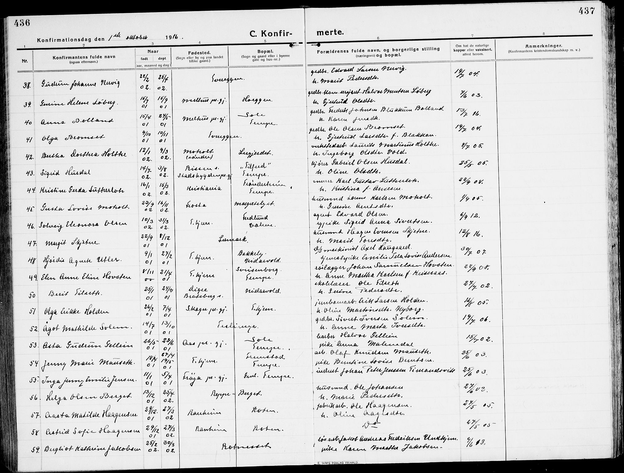 Ministerialprotokoller, klokkerbøker og fødselsregistre - Sør-Trøndelag, SAT/A-1456/607/L0321: Ministerialbok nr. 607A05, 1916-1935, s. 436-437