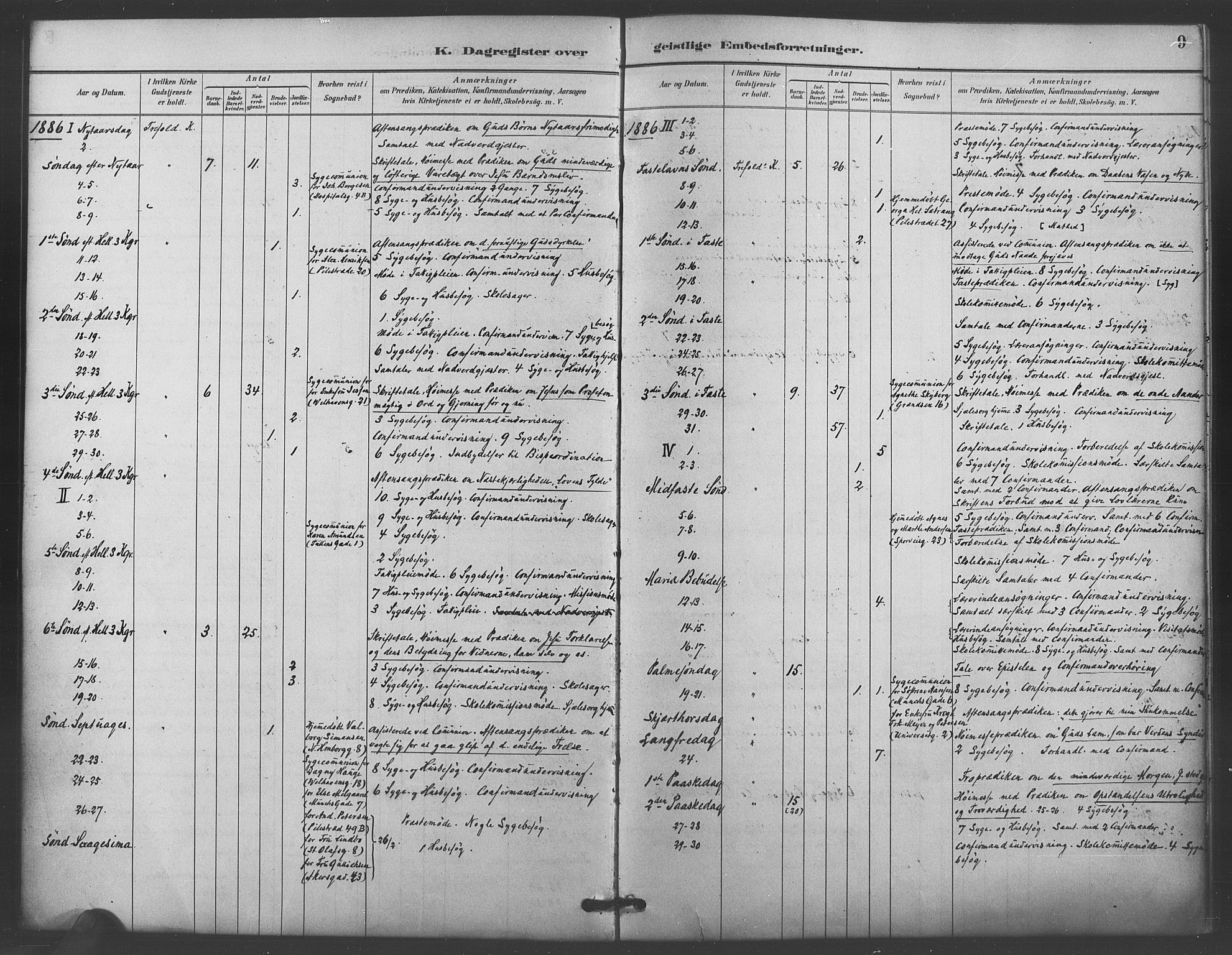 Trefoldighet prestekontor Kirkebøker, AV/SAO-A-10882/I/Ia/L0004: Dagsregister nr. 4, 1882-1901, s. 9