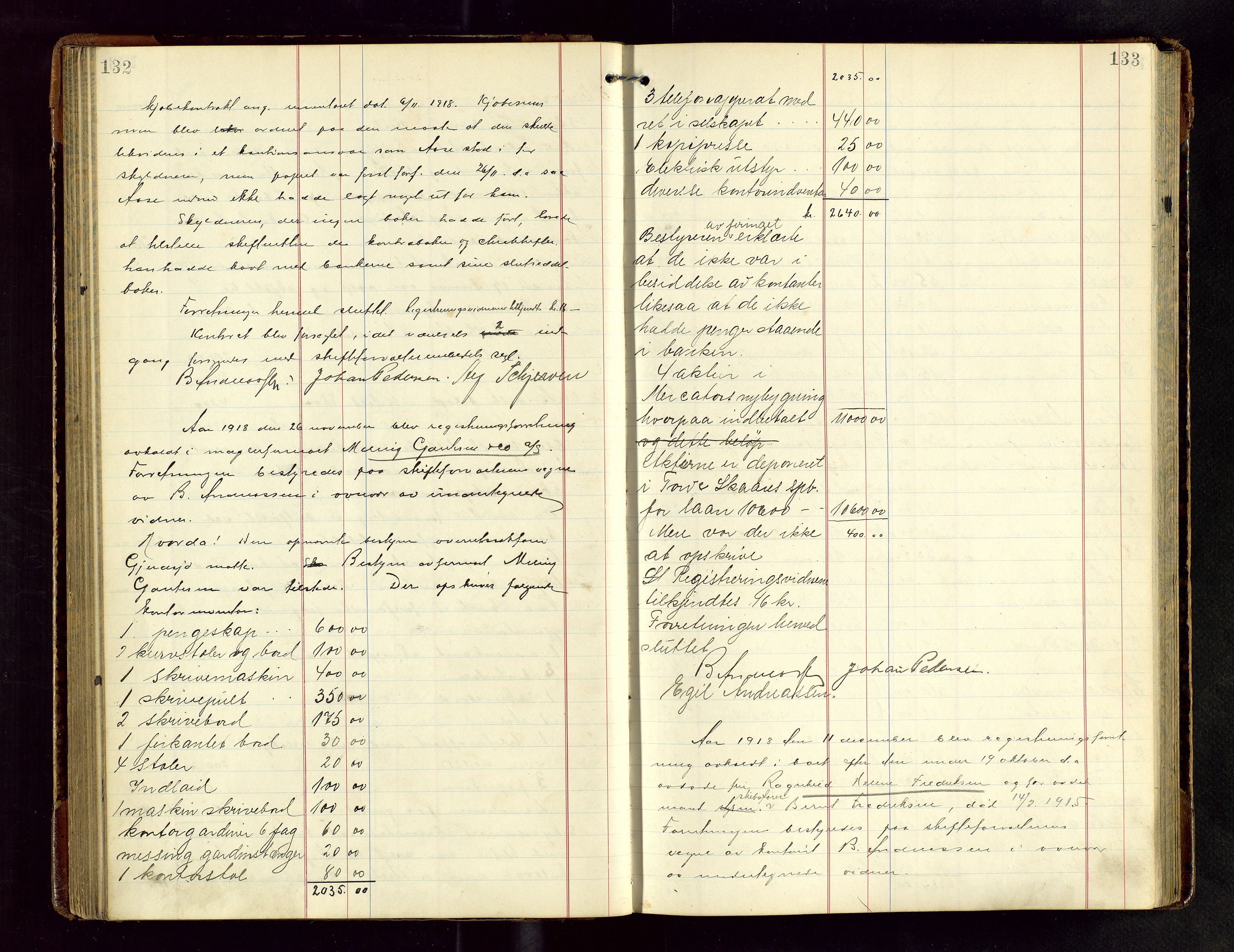 Haugesund tingrett, AV/SAST-A-101415/01/IV/IVB/L0004: Skifteregistreringsprotokoll, med register, 1914-1923, s. 132-133
