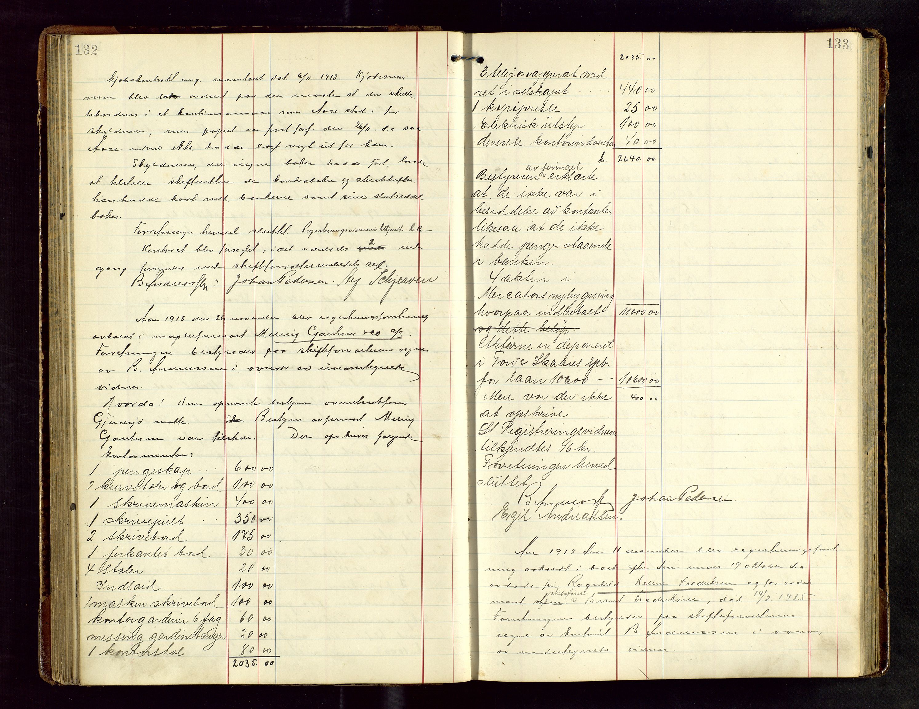 Haugesund tingrett, SAST/A-101415/01/IV/IVB/L0004: Skifteregistreringsprotokoll, med register, 1914-1923, s. 132-133