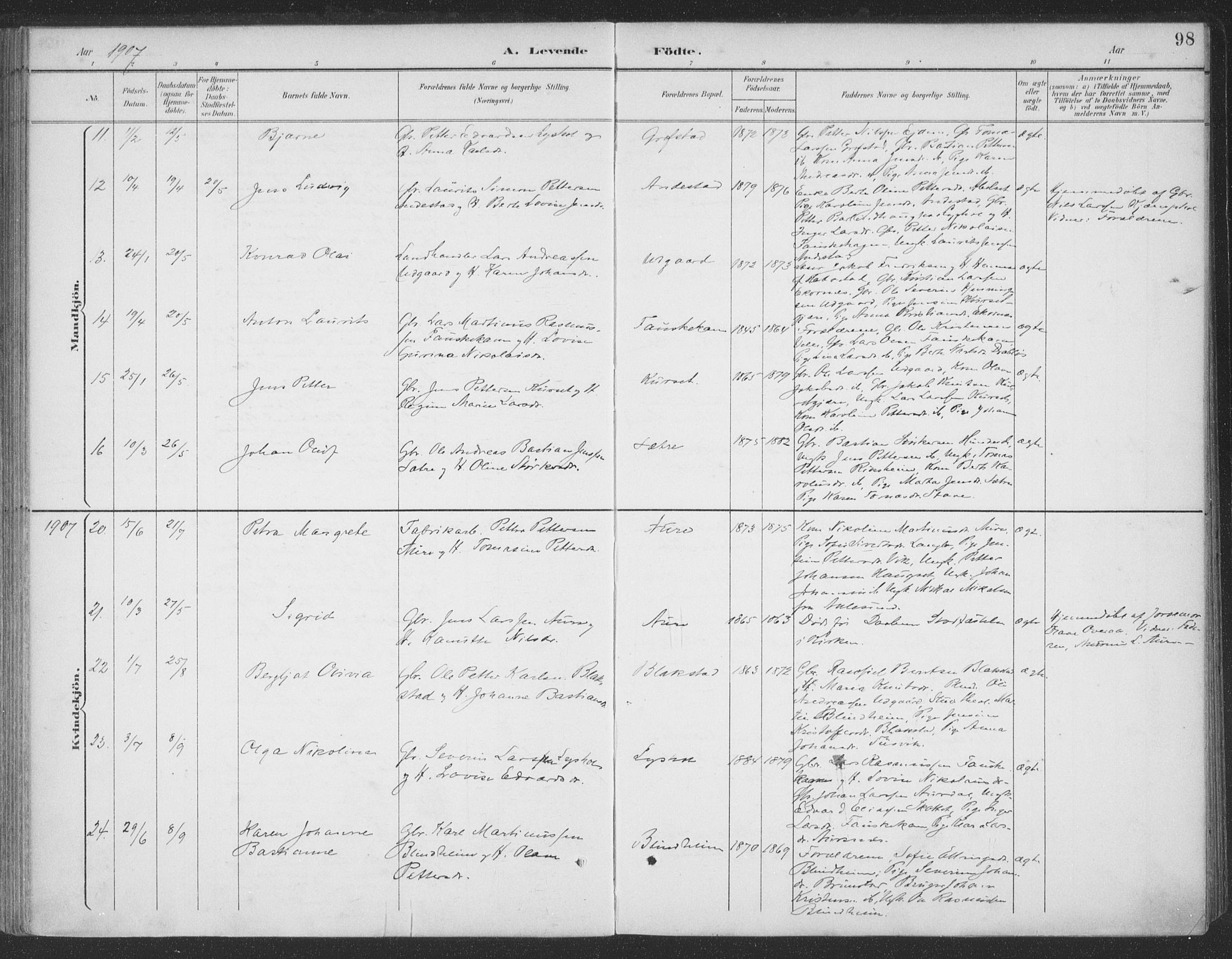 Ministerialprotokoller, klokkerbøker og fødselsregistre - Møre og Romsdal, AV/SAT-A-1454/523/L0335: Ministerialbok nr. 523A02, 1891-1911, s. 98