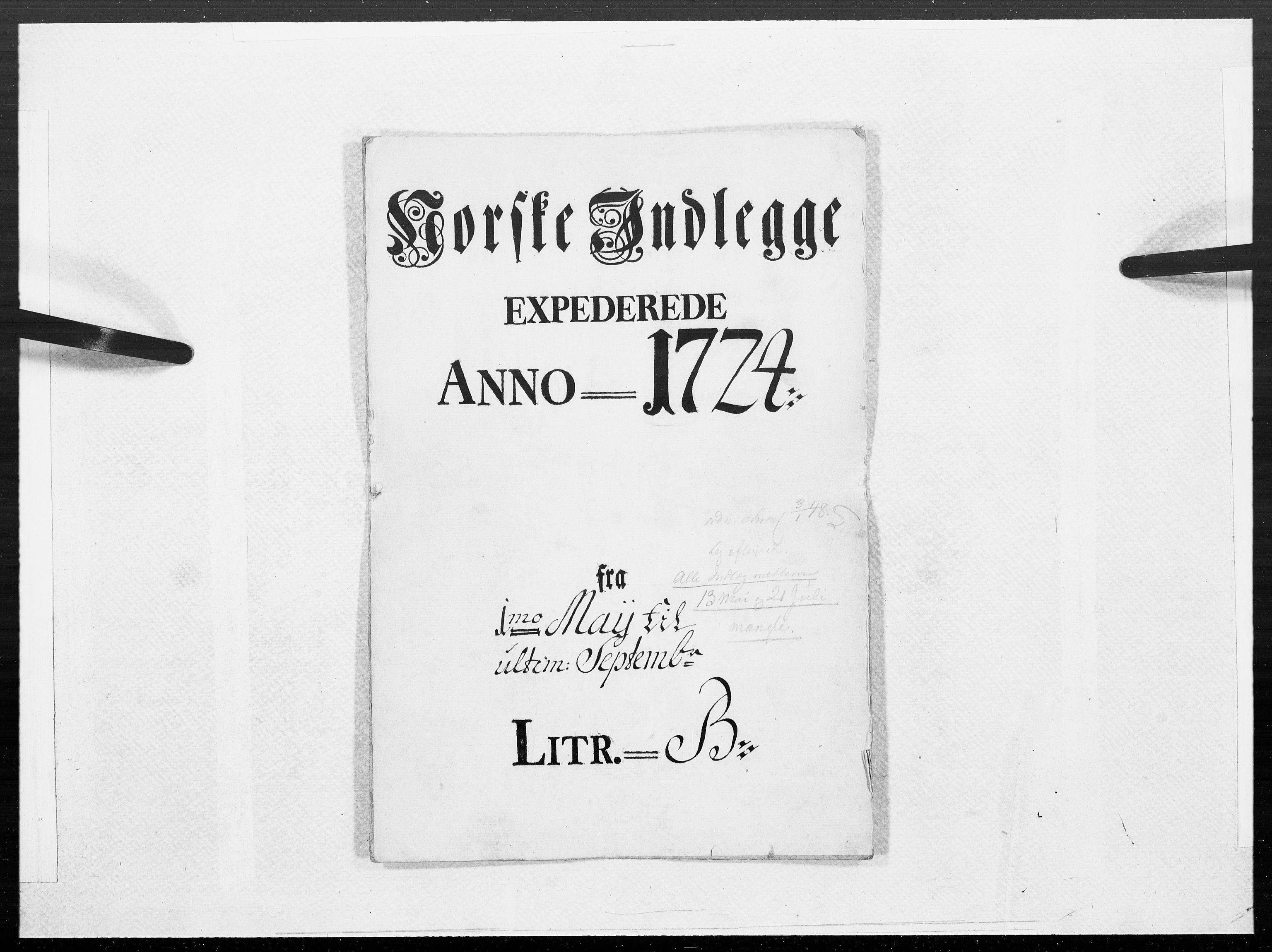 Danske Kanselli 1572-1799, RA/EA-3023/F/Fc/Fcc/Fcca/L0095: Norske innlegg 1572-1799, 1724, s. 1