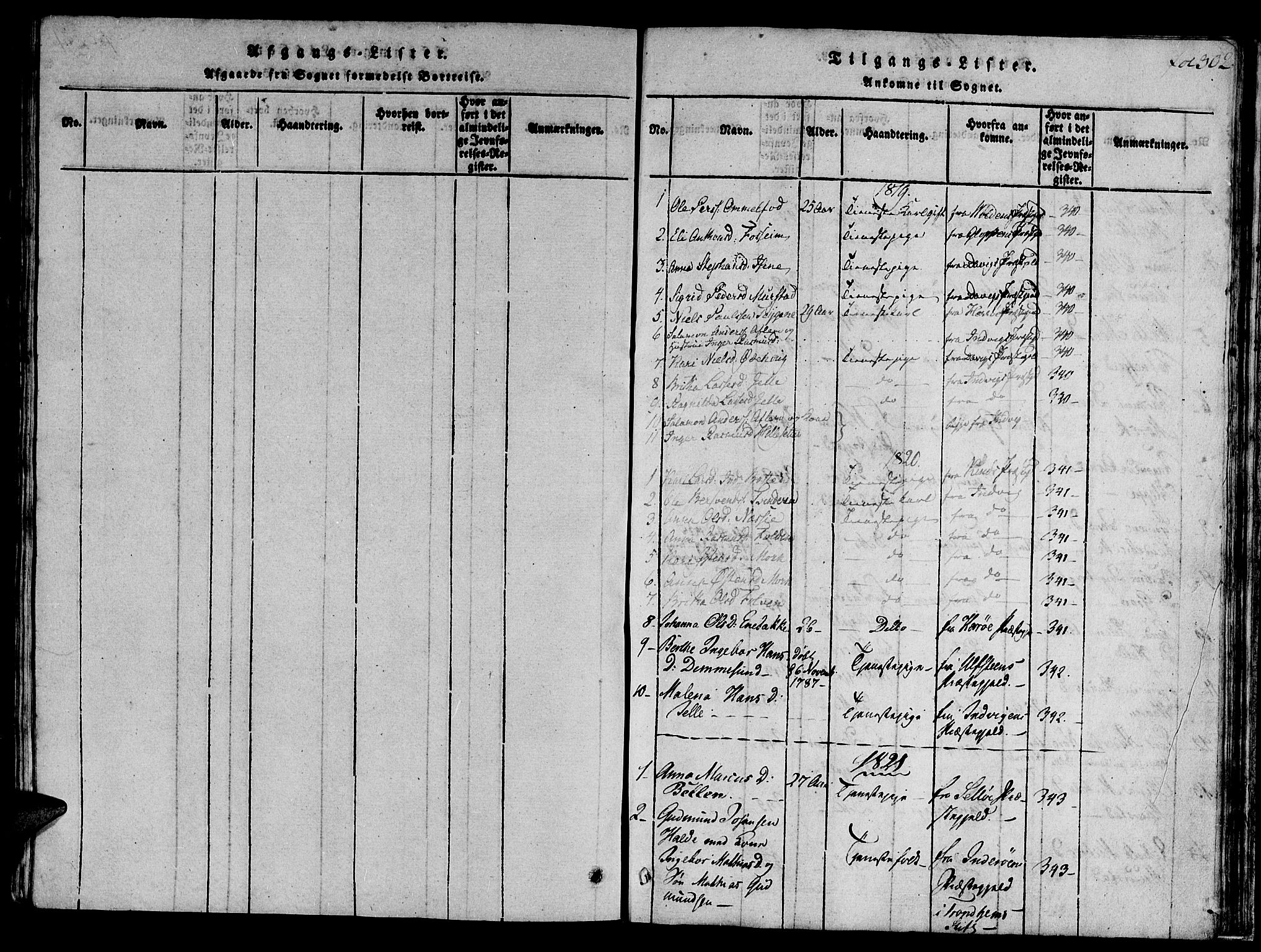 Ministerialprotokoller, klokkerbøker og fødselsregistre - Møre og Romsdal, SAT/A-1454/501/L0004: Ministerialbok nr. 501A04, 1816-1831, s. 302