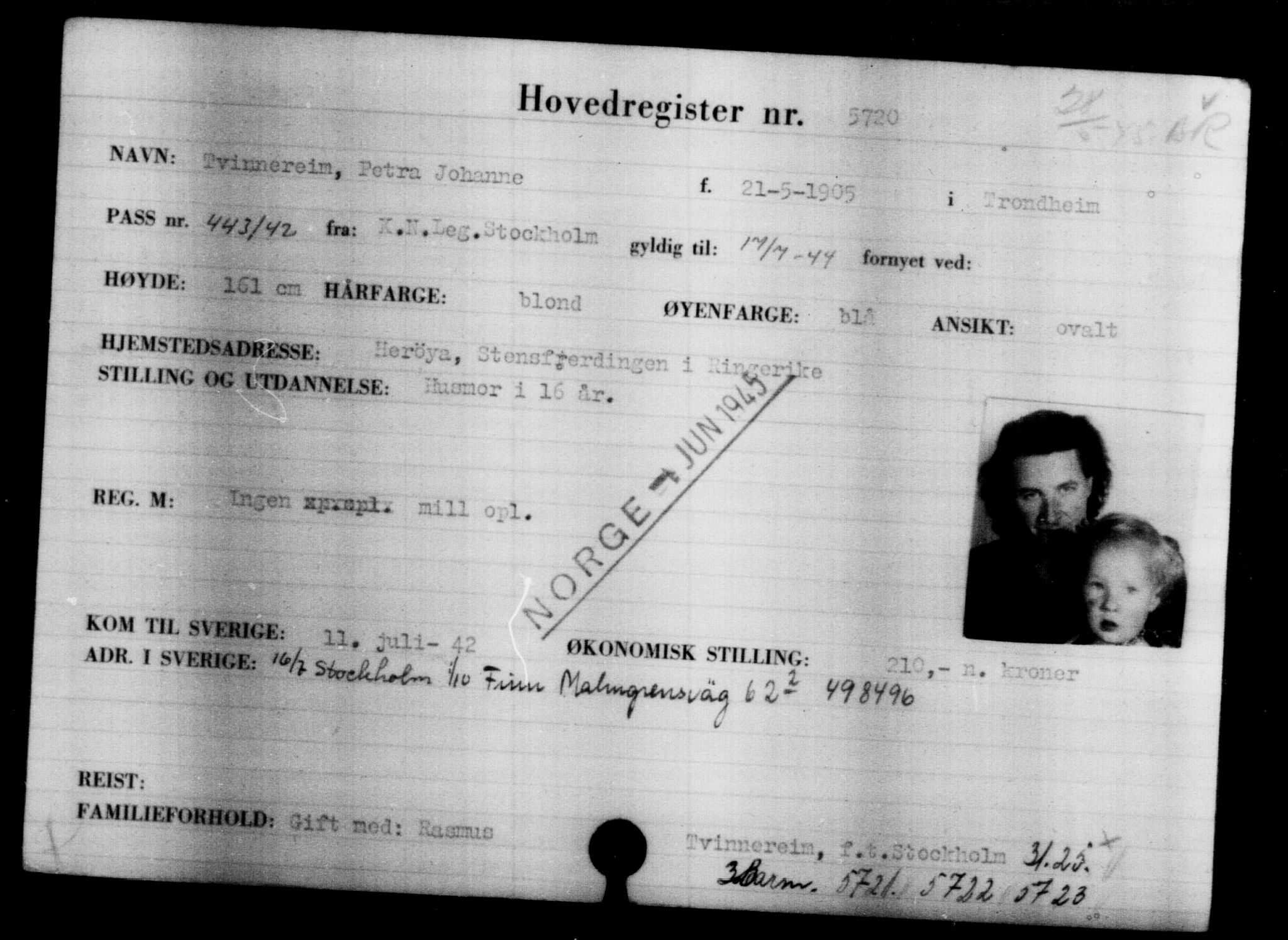 Den Kgl. Norske Legasjons Flyktningskontor, AV/RA-S-6753/V/Va/L0004: Kjesäterkartoteket.  Flyktningenr. 3496-6610, 1940-1945, s. 2575