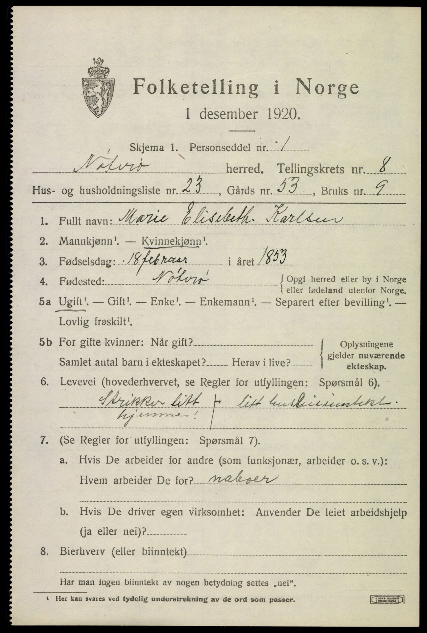 SAKO, Folketelling 1920 for 0722 Nøtterøy herred, 1920, s. 10633