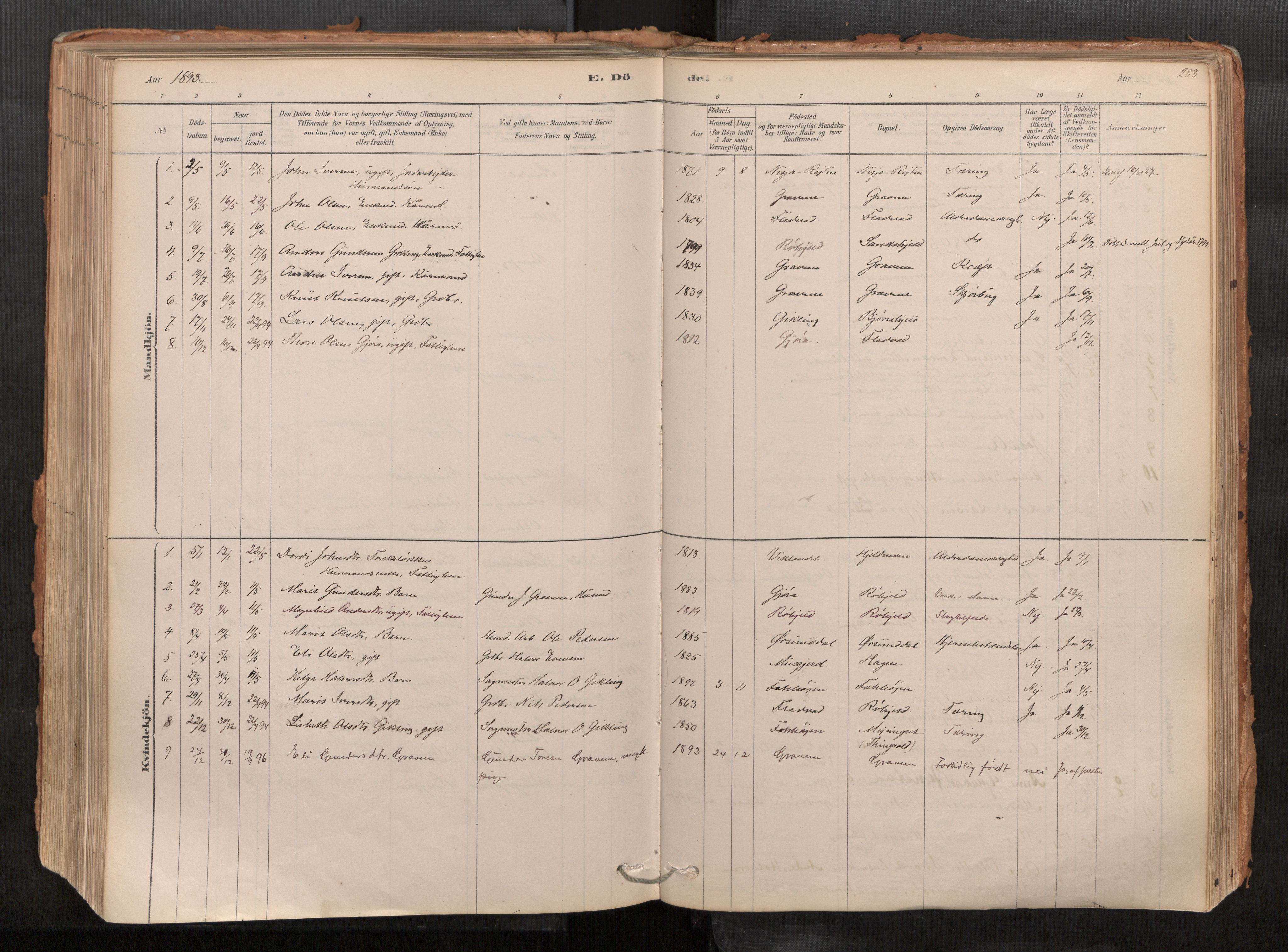 Sunndal sokneprestkontor, SAT/A-1085/1/I/I1/I1a/L0001: Ministerialbok nr. 1, 1877-1914, s. 288